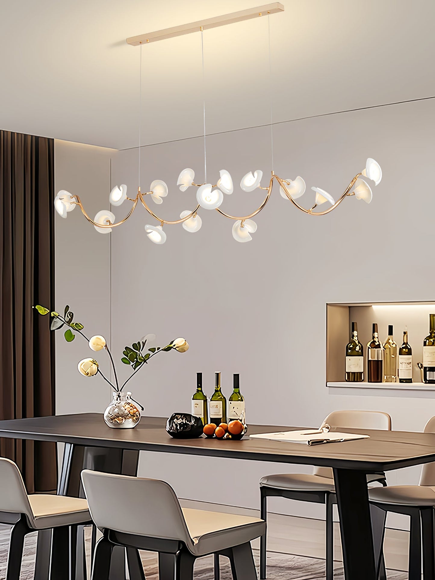 Cerisium Blossom Chandelier | Brass & Ceramic | 12 or 18 Lights
