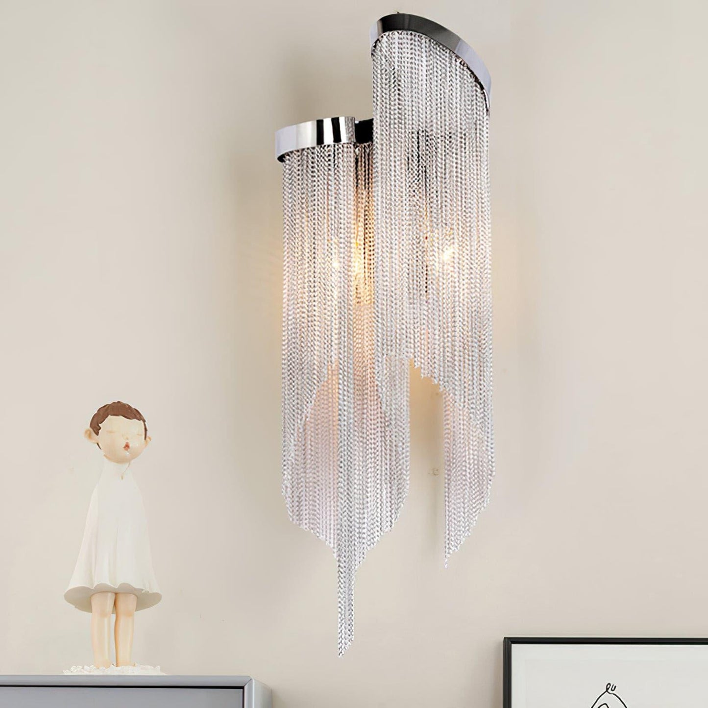 Chain Tassel Wall Lamp | Metal & Aluminum | Nickel, Silver