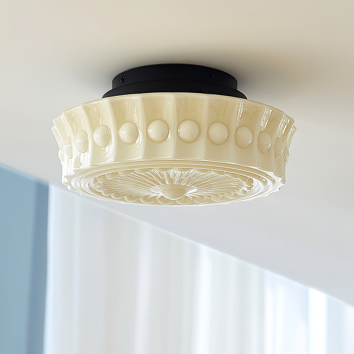 Charles Edwards Ceiling Lamp | Metal & Glass | Black Finish