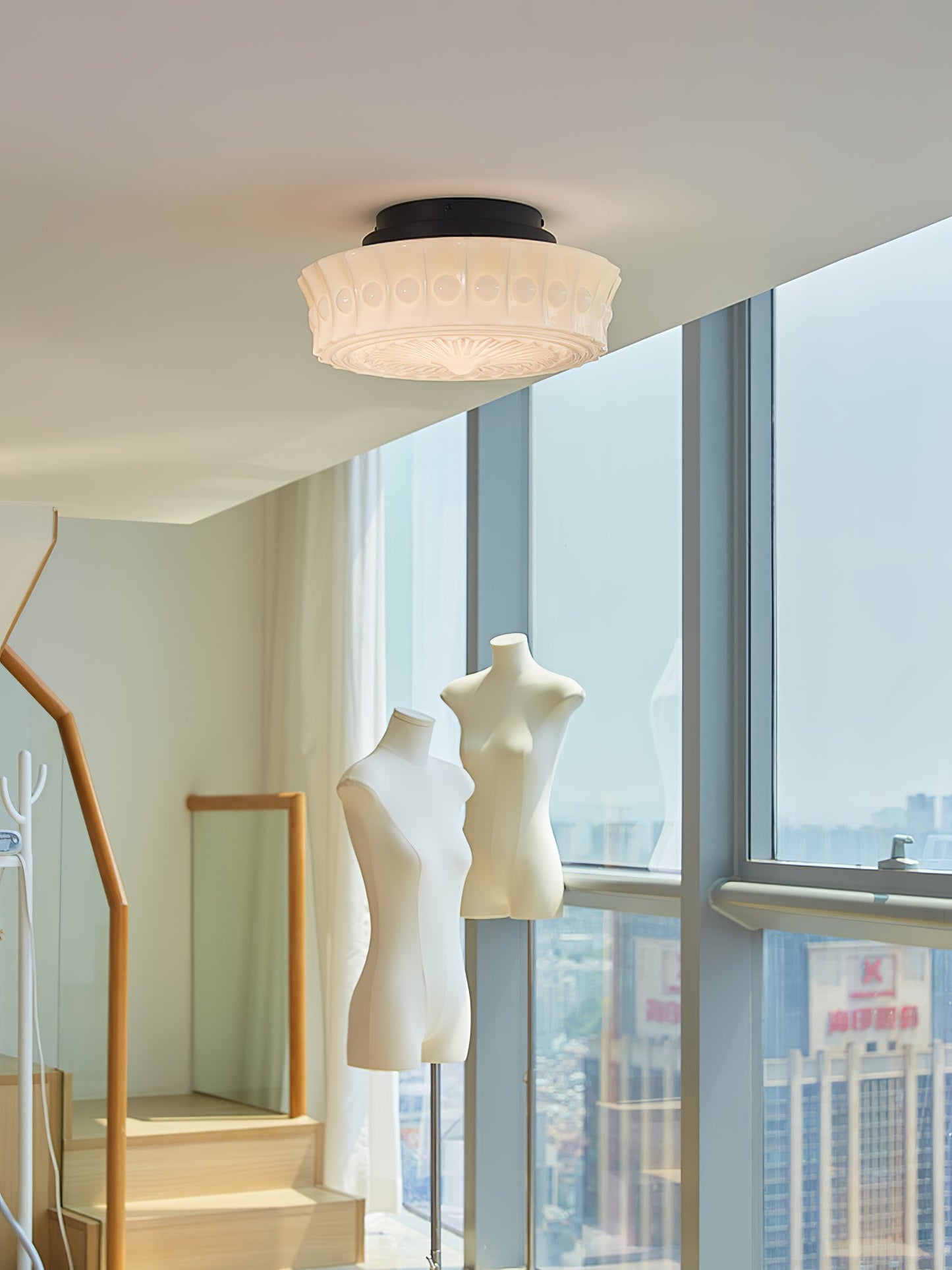 Charles Edwards Ceiling Lamp | Metal & Glass | Black Finish