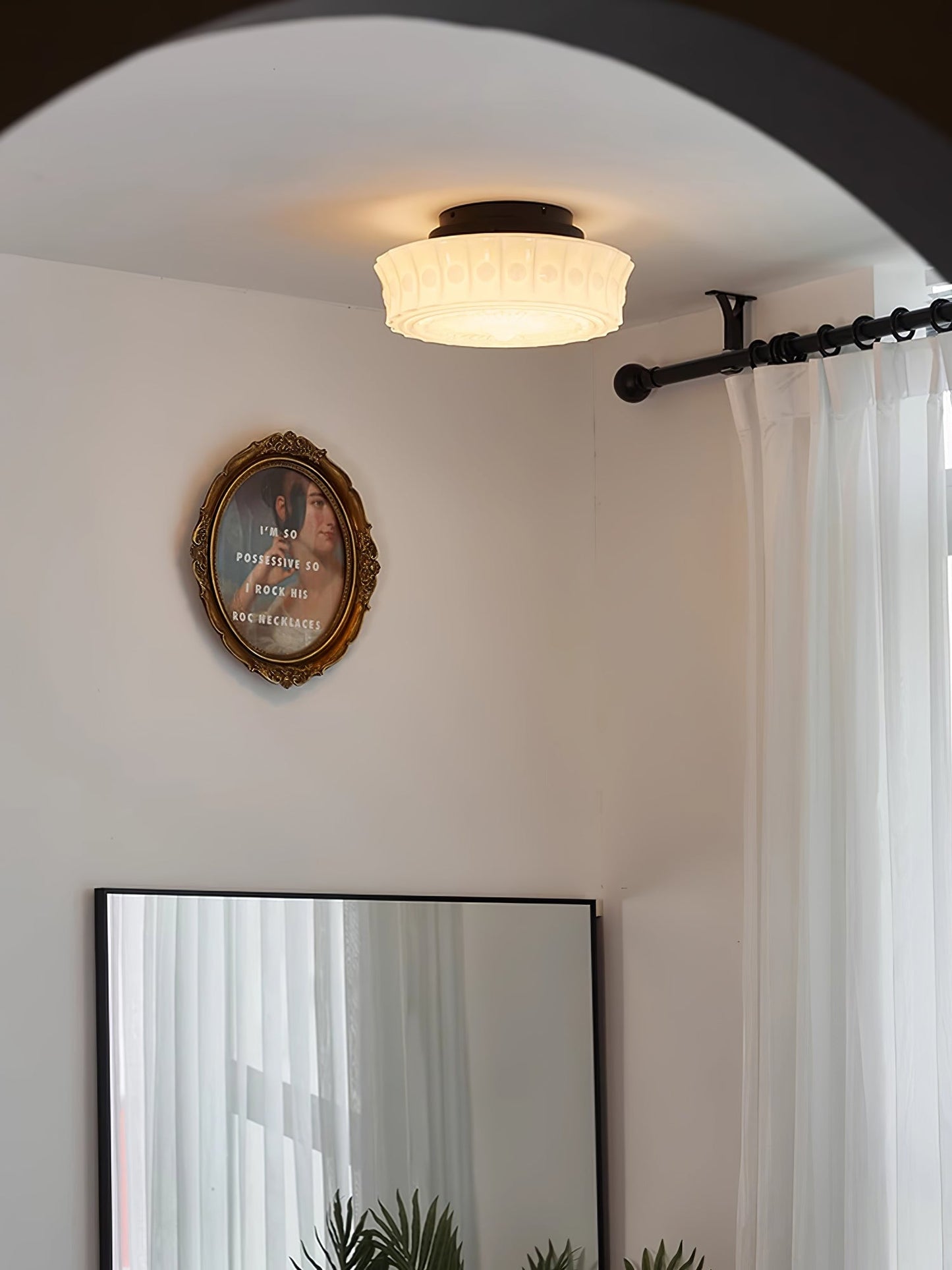 Charles Edwards Ceiling Lamp | Metal & Glass | Black Finish