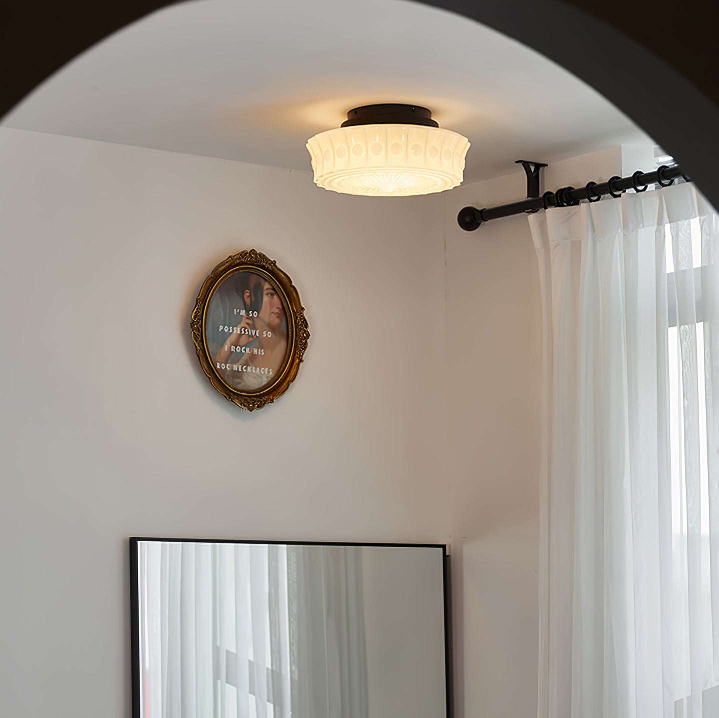 Charles Edwards Ceiling Lamp | Metal & Glass | Black Finish
