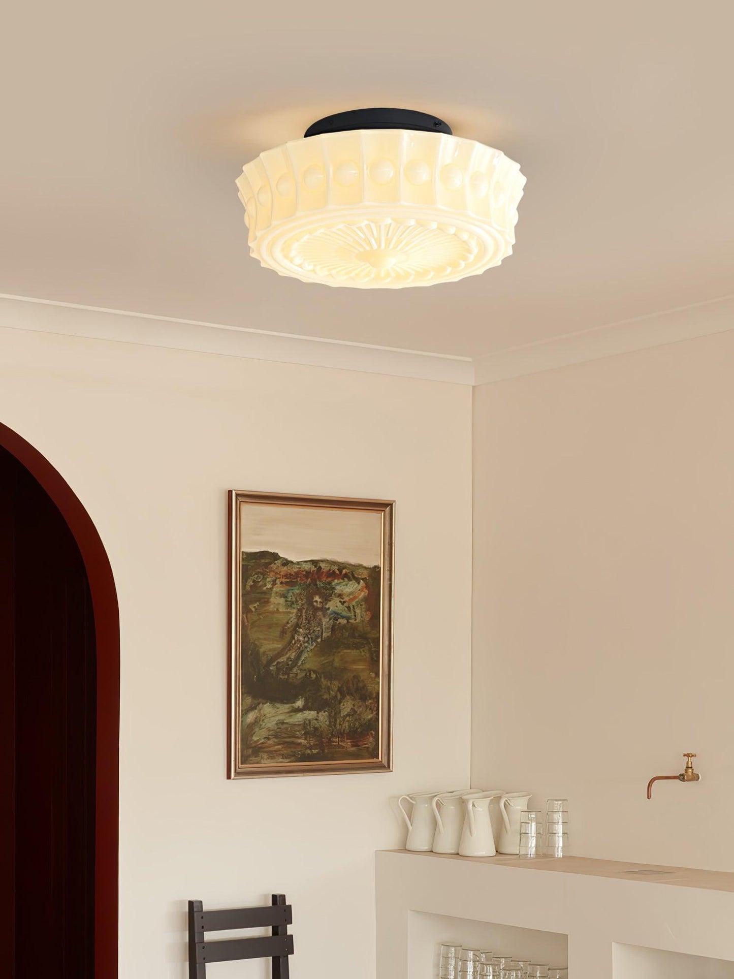 Charles Edwards Ceiling Lamp | Metal & Glass | Black Finish