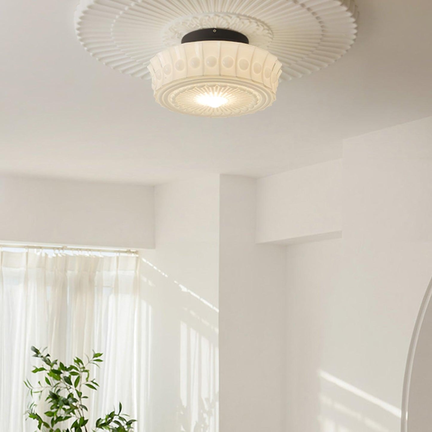Charles Edwards Ceiling Lamp | Metal & Glass | Black Finish