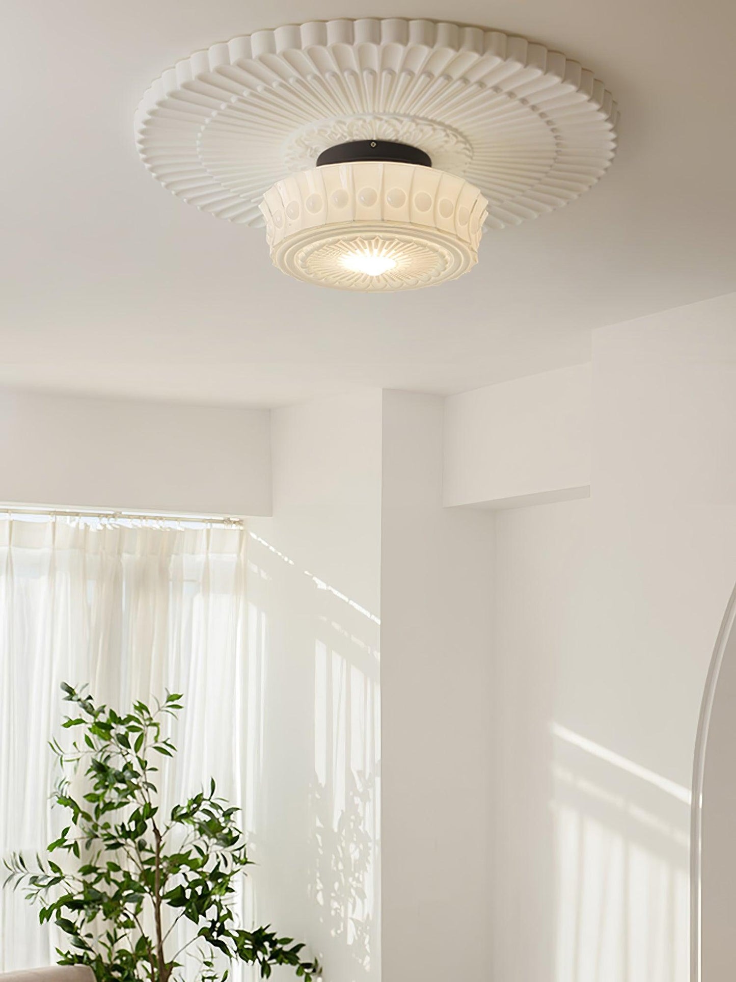 Charles Edwards Ceiling Lamp | Metal & Glass | Black Finish