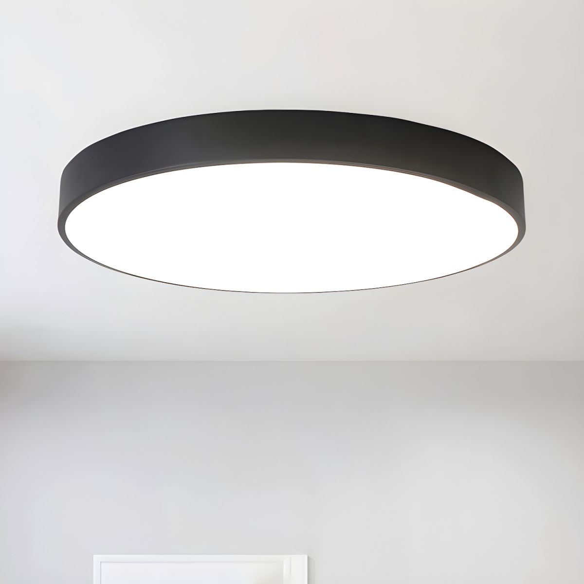 Circular Slimline Ceiling Light | Metal & Acrylic | Black or White