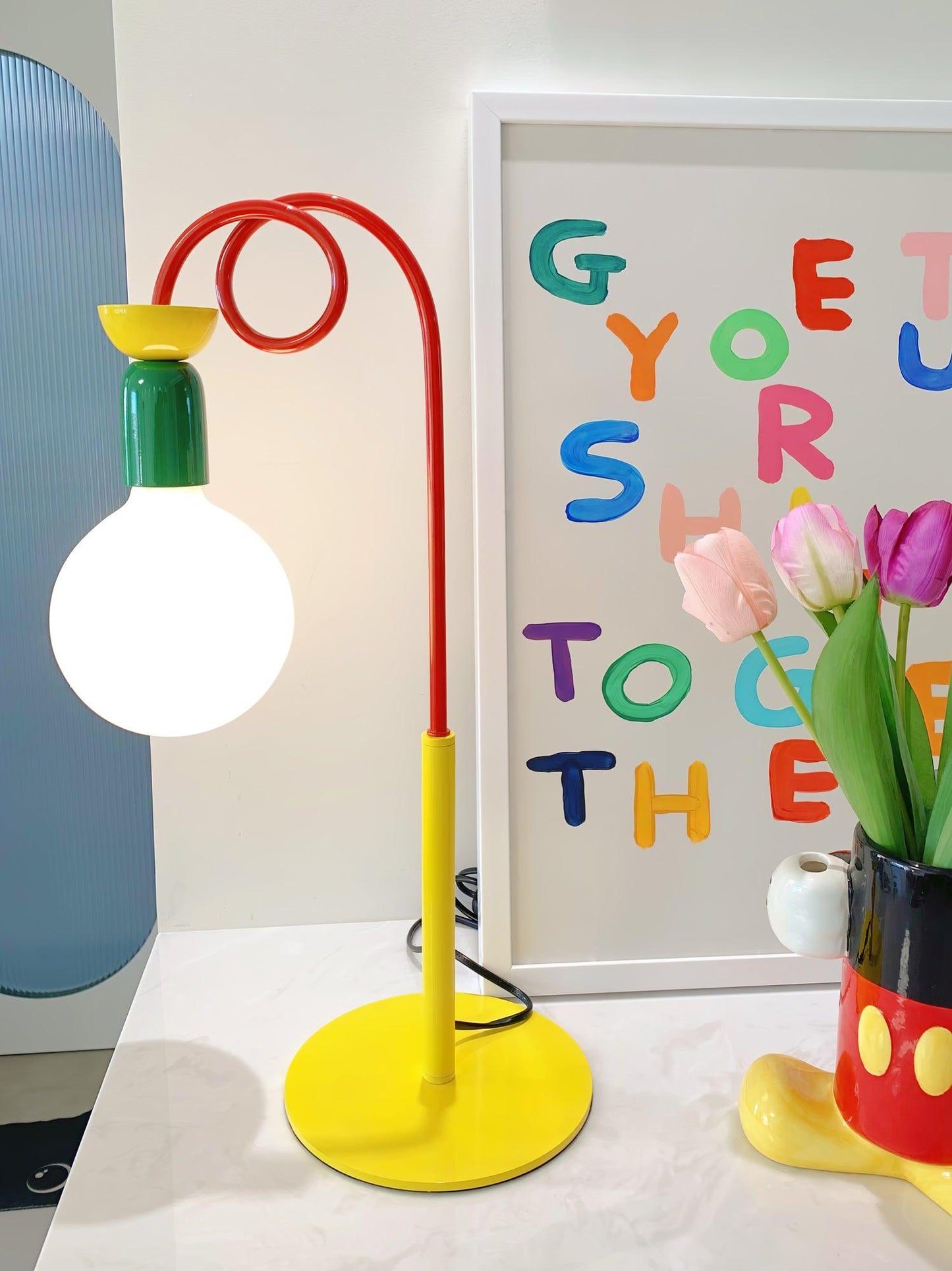 Circulo Play Table Lamp | Geometric Design | Red, Green, Yellow Accents