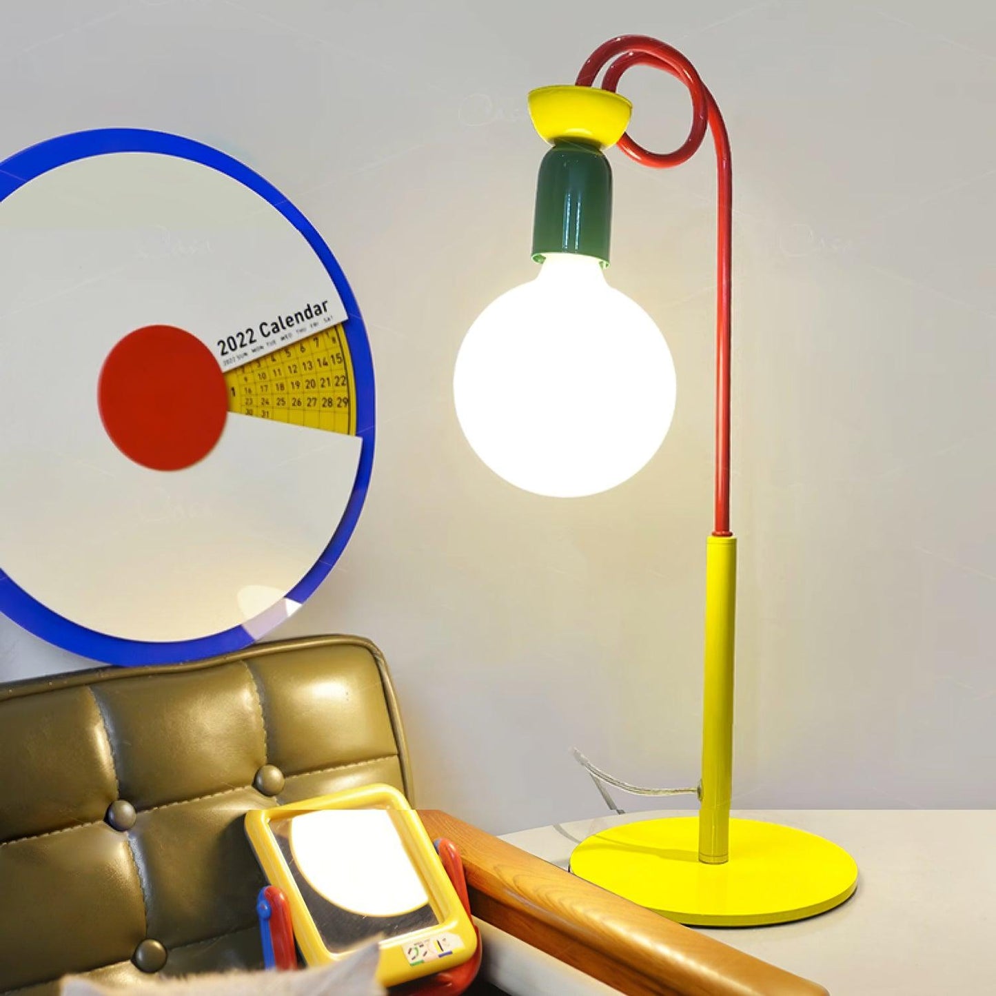 Circulo Play Table Lamp | Geometric Design | Red, Green, Yellow Accents