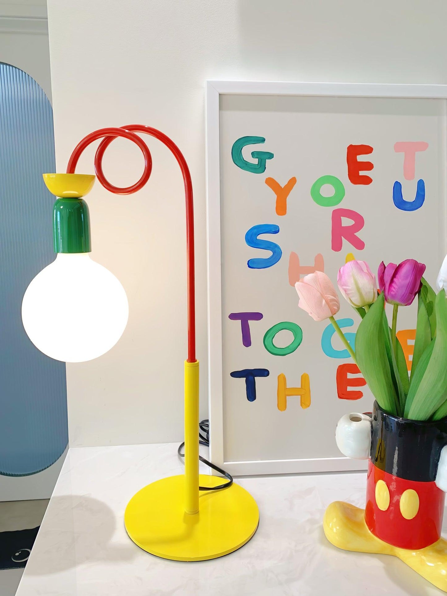 Circulo Play Table Lamp | Geometric Design | Red, Green, Yellow Accents