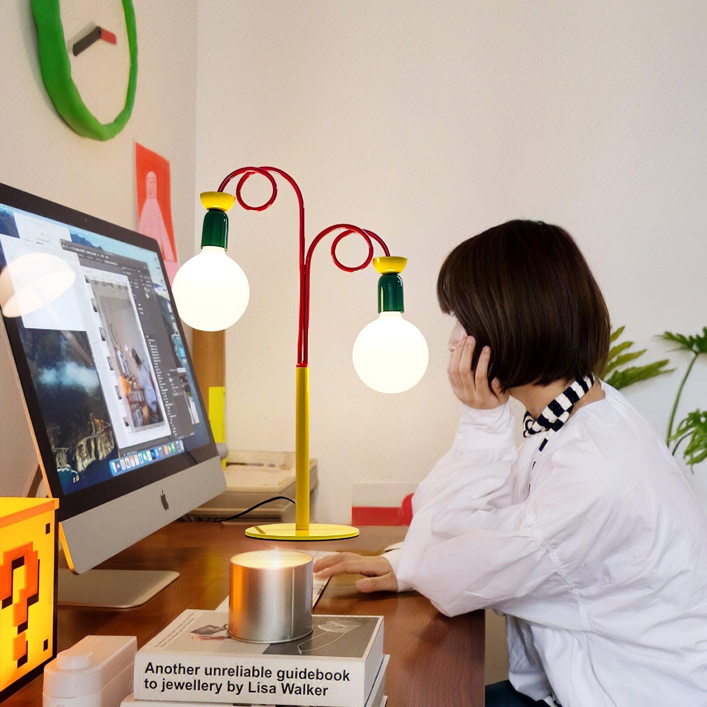 Circulo Play Table Lamp | Geometric Design | Red, Green, Yellow Accents