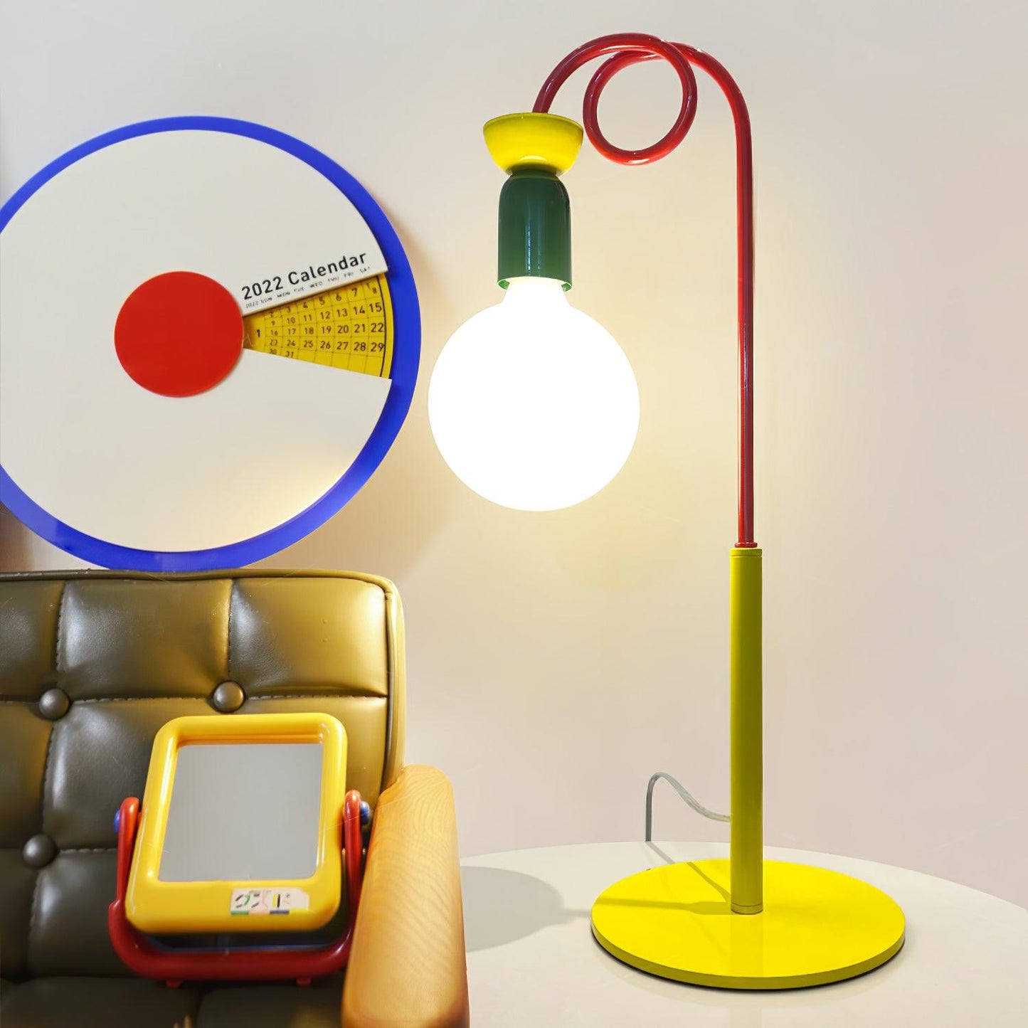 Circulo Play Table Lamp | Geometric Design | Red, Green, Yellow Accents