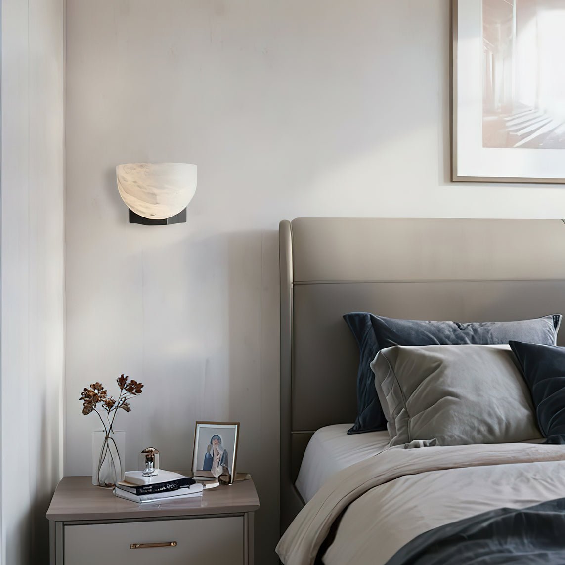 Clara Sconce | Alabaster Shade | Bronze/Black/Nickel Finish