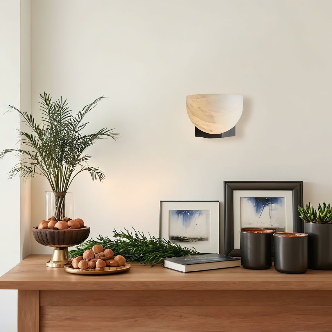 Clara Sconce | Alabaster Shade | Bronze/Black/Nickel Finish