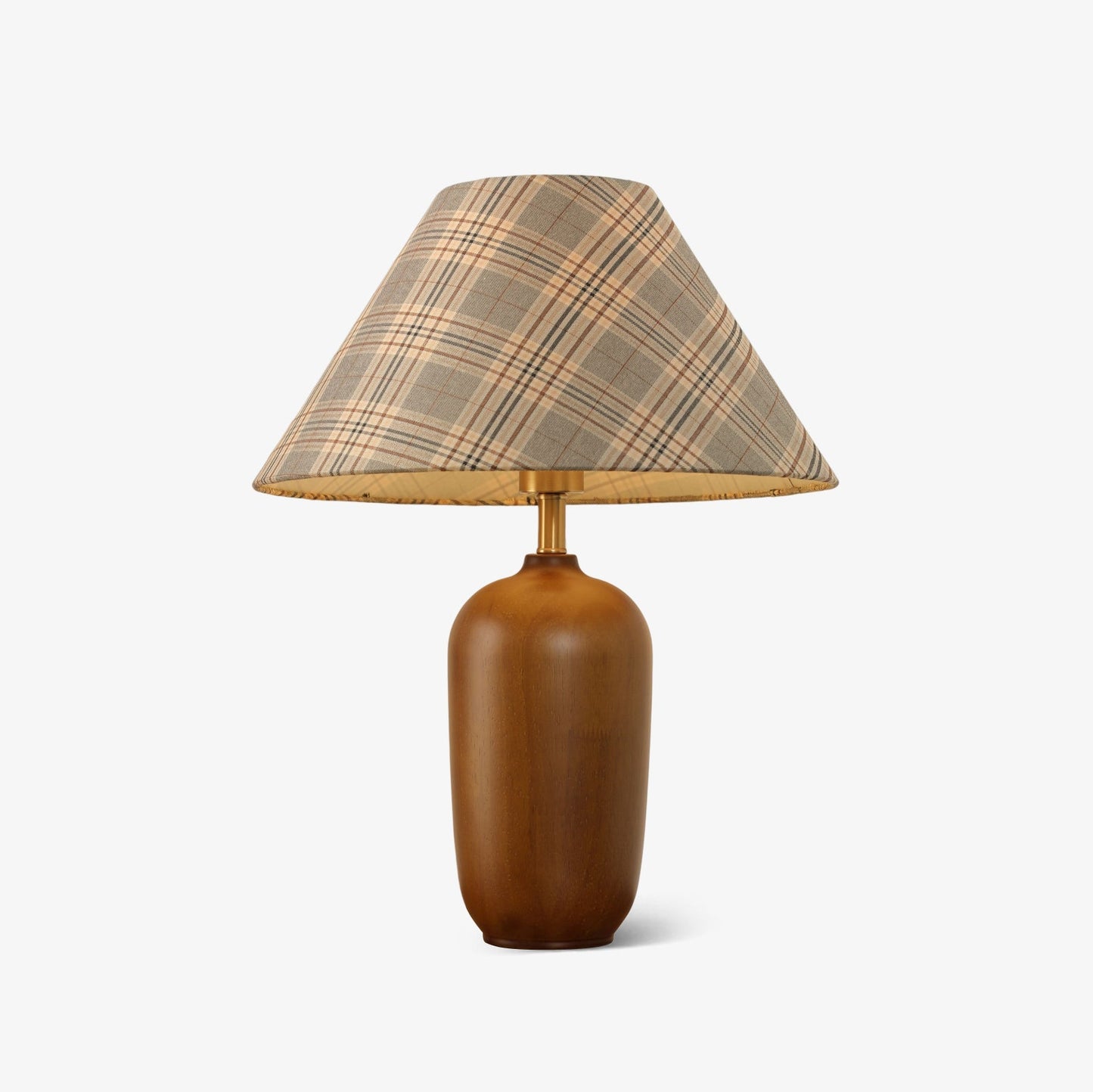 Clara Table Lamp | Walnut Base | Plaid Shade