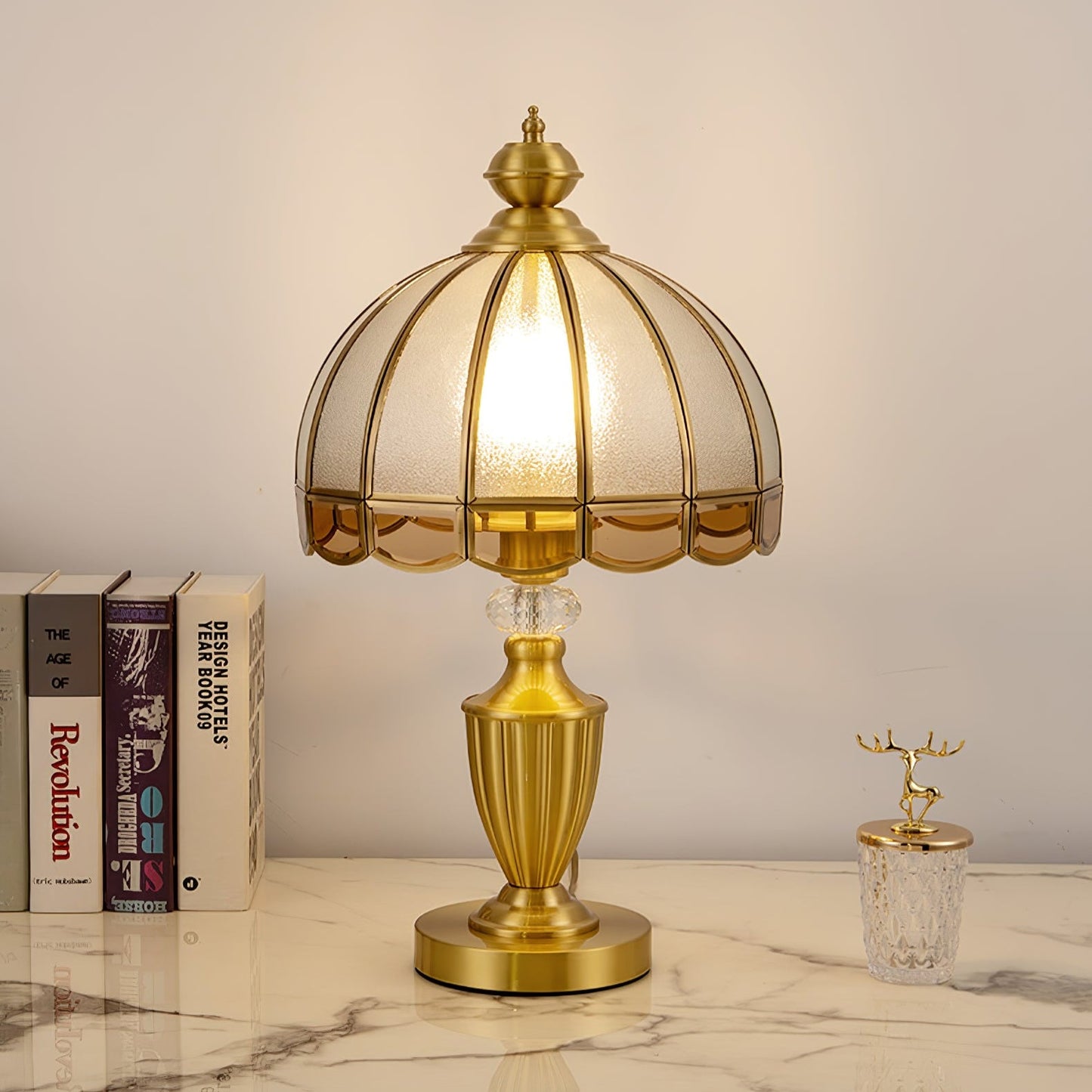 Clarissa Table Lamp | Brass & Glass | White Shade