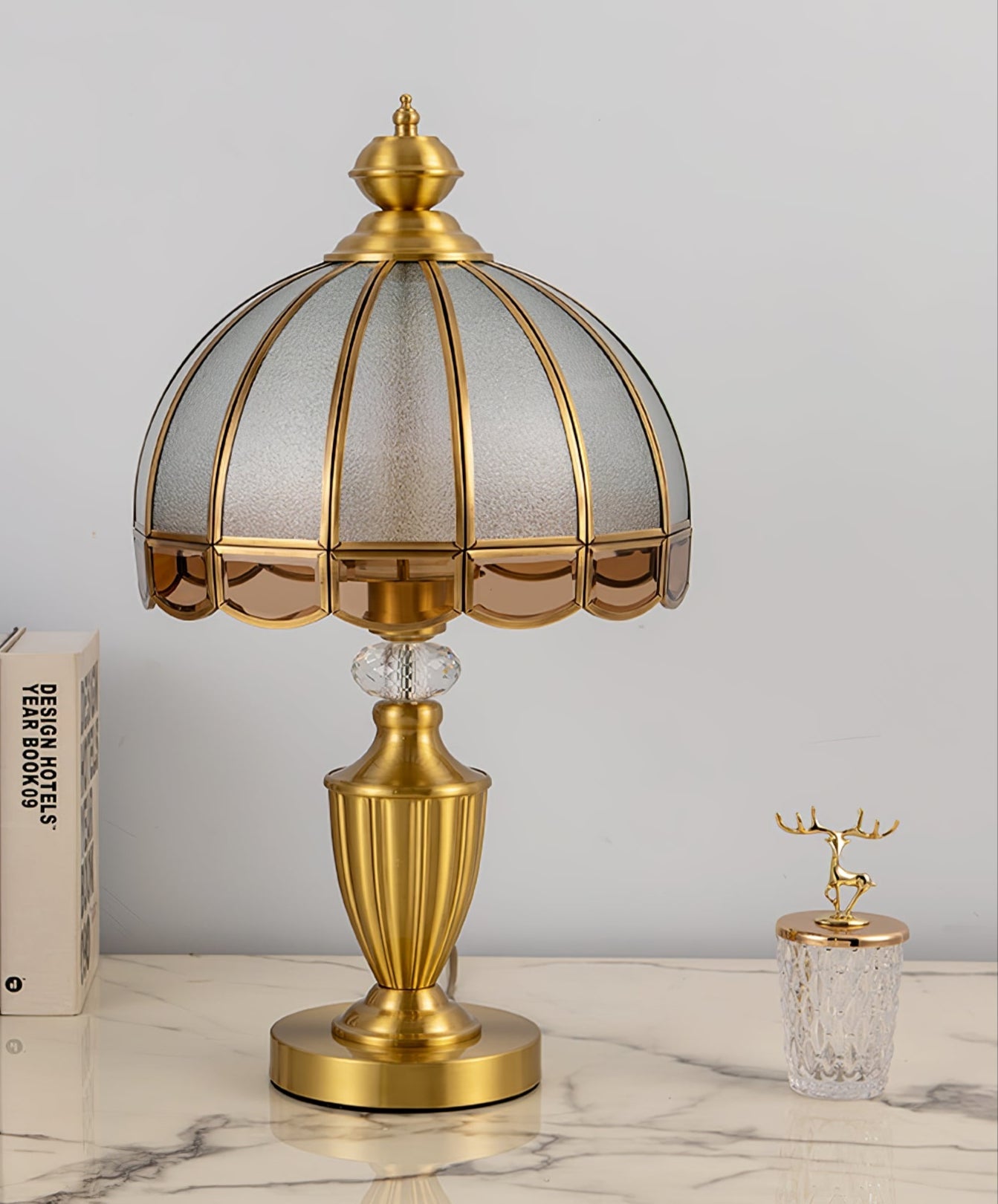 Clarissa Table Lamp | Brass & Glass | White Shade