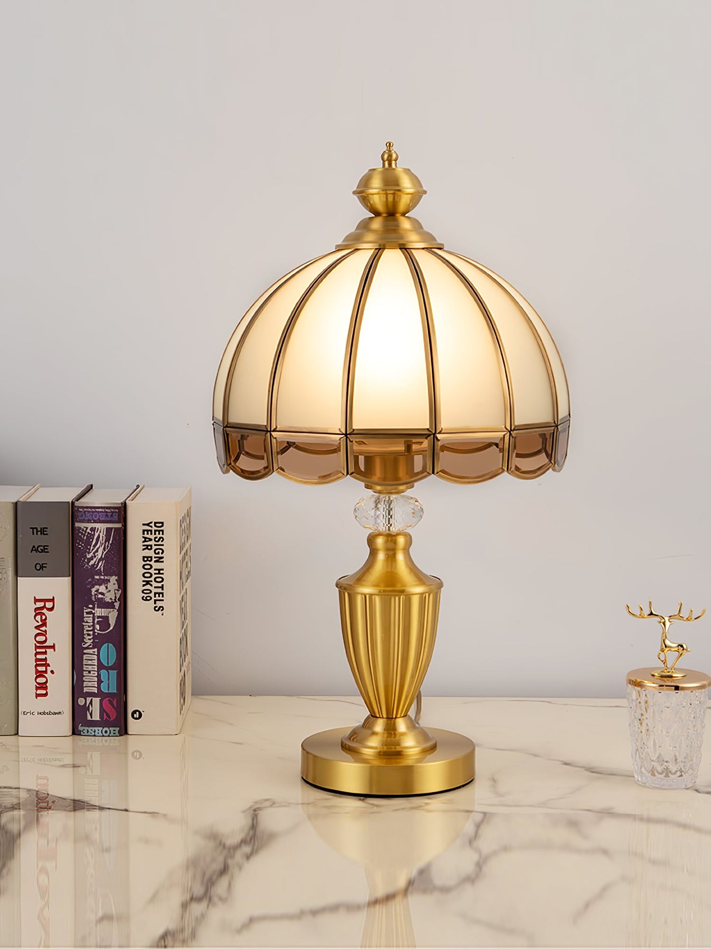 Clarissa Table Lamp | Brass & Glass | White Shade
