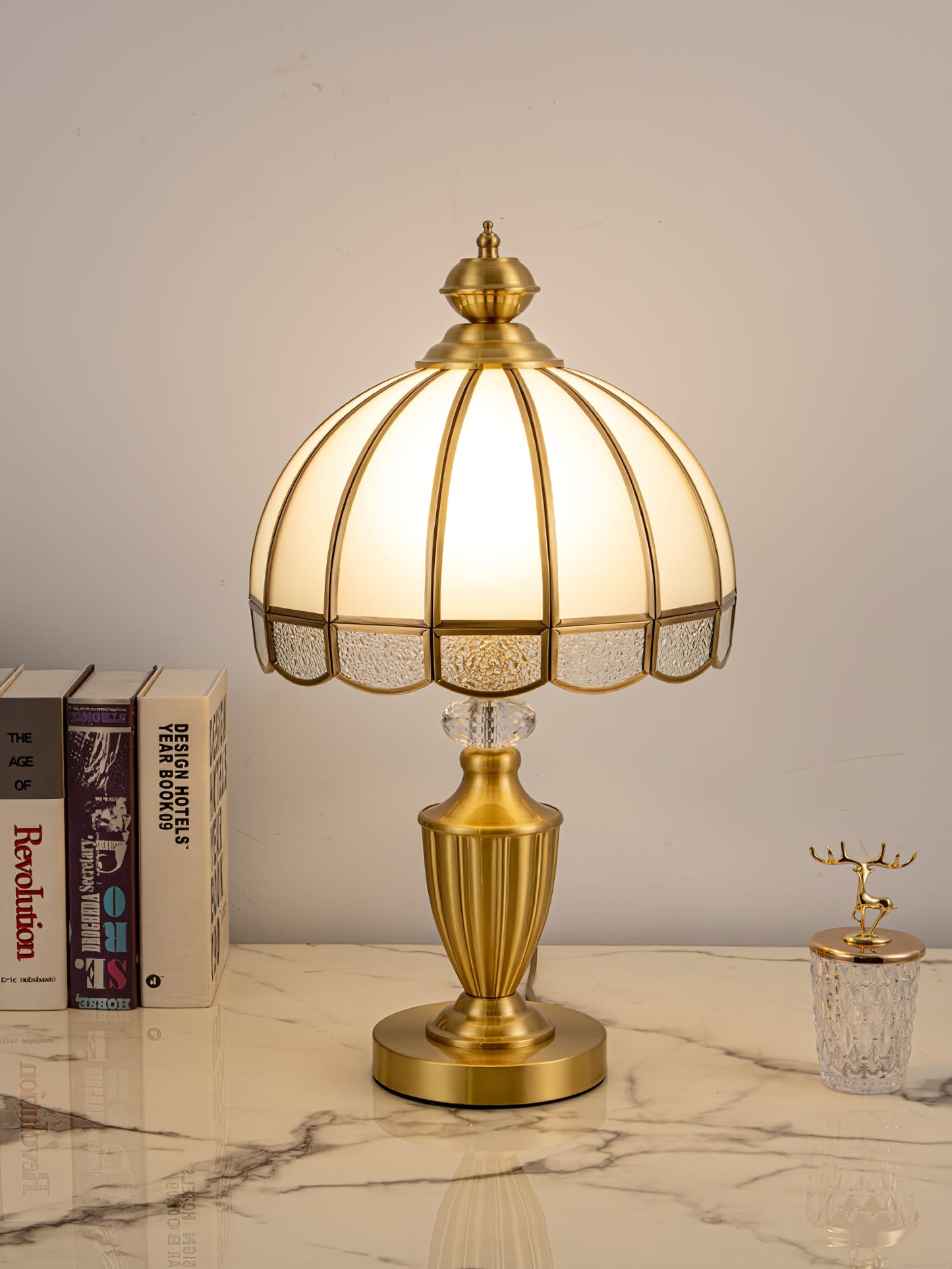Clarissa Table Lamp | Brass & Glass | White Shade