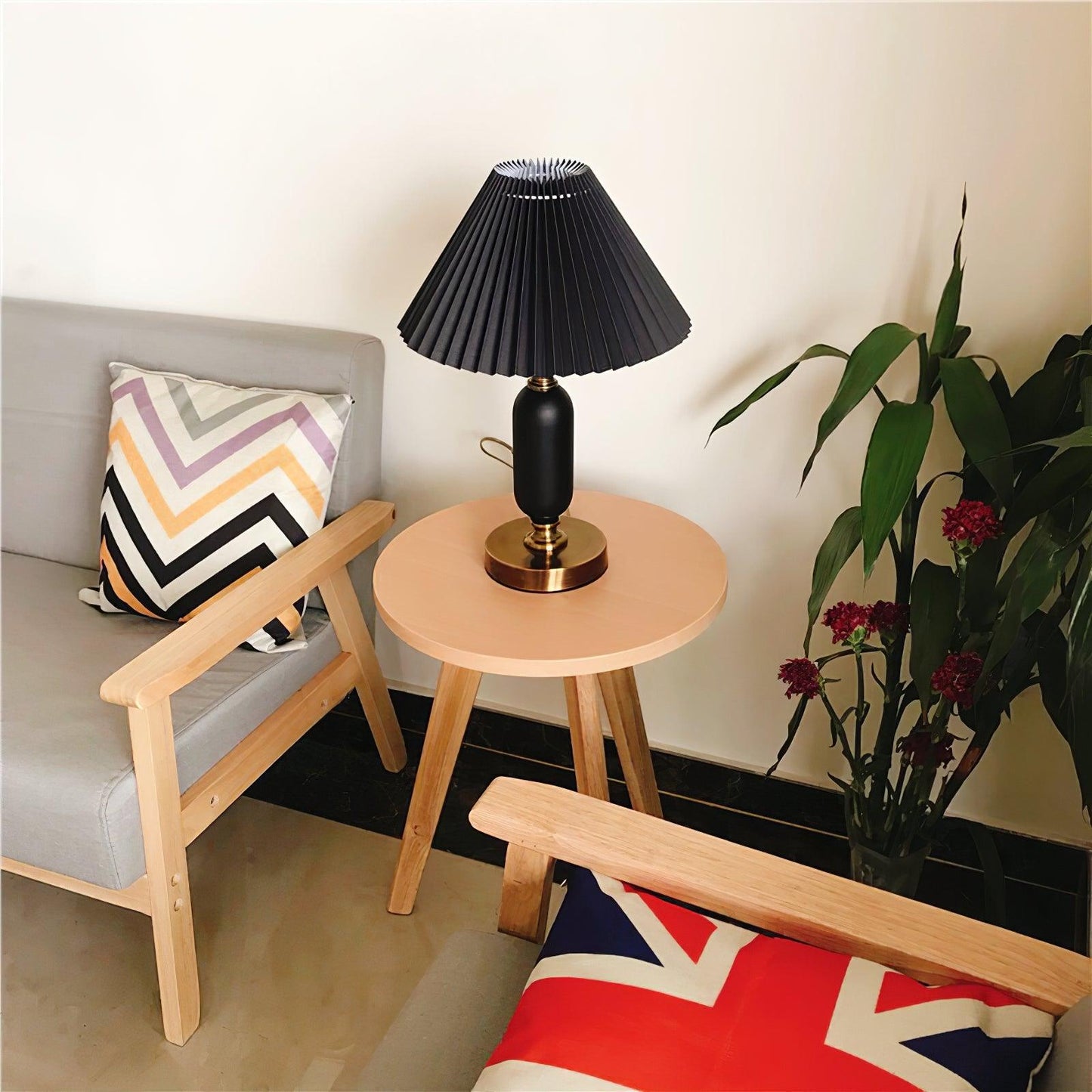 Classic Table Lamp | Metal, Iron, Fabric | Antique Brass Finish
