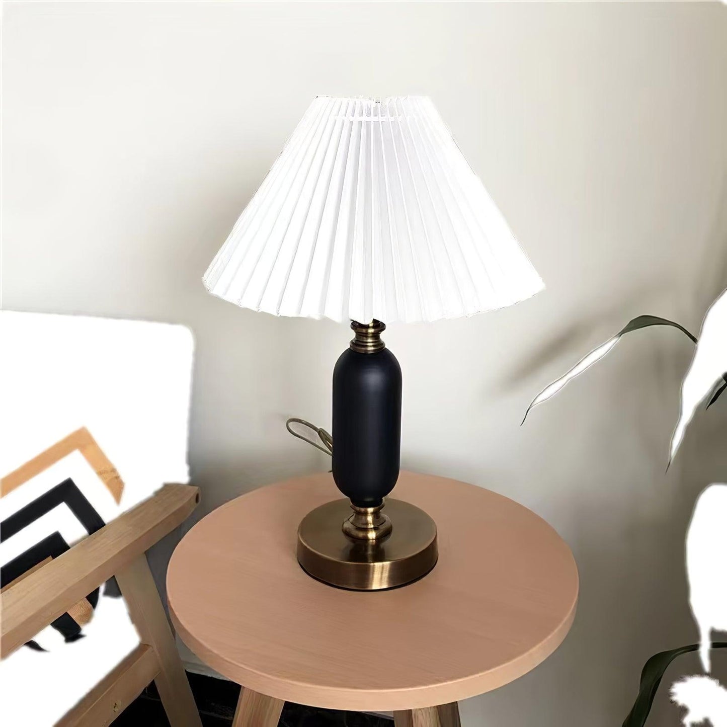 Classic Table Lamp | Metal, Iron, Fabric | Antique Brass Finish