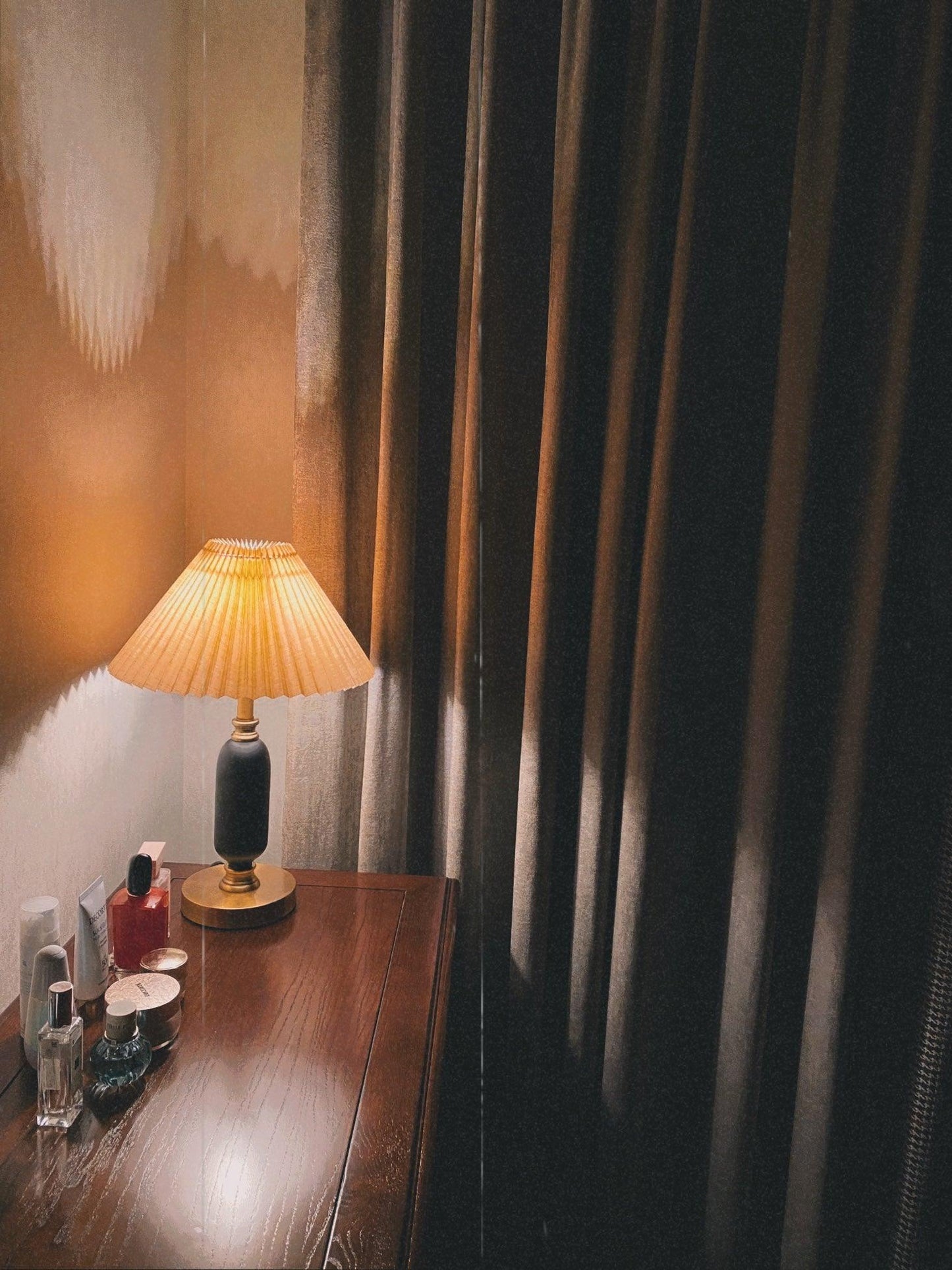 Classic Table Lamp | Metal, Iron, Fabric | Antique Brass Finish