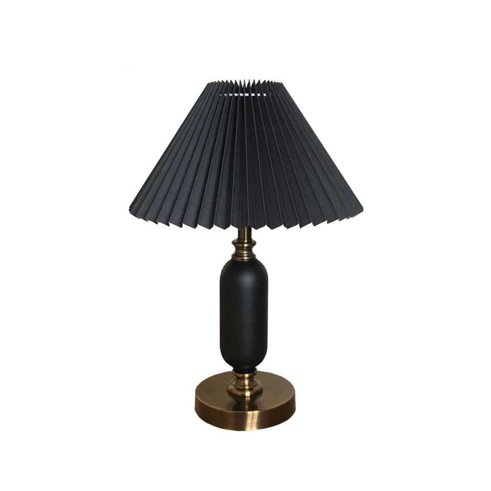 Classic Table Lamp | Metal, Iron, Fabric | Antique Brass Finish