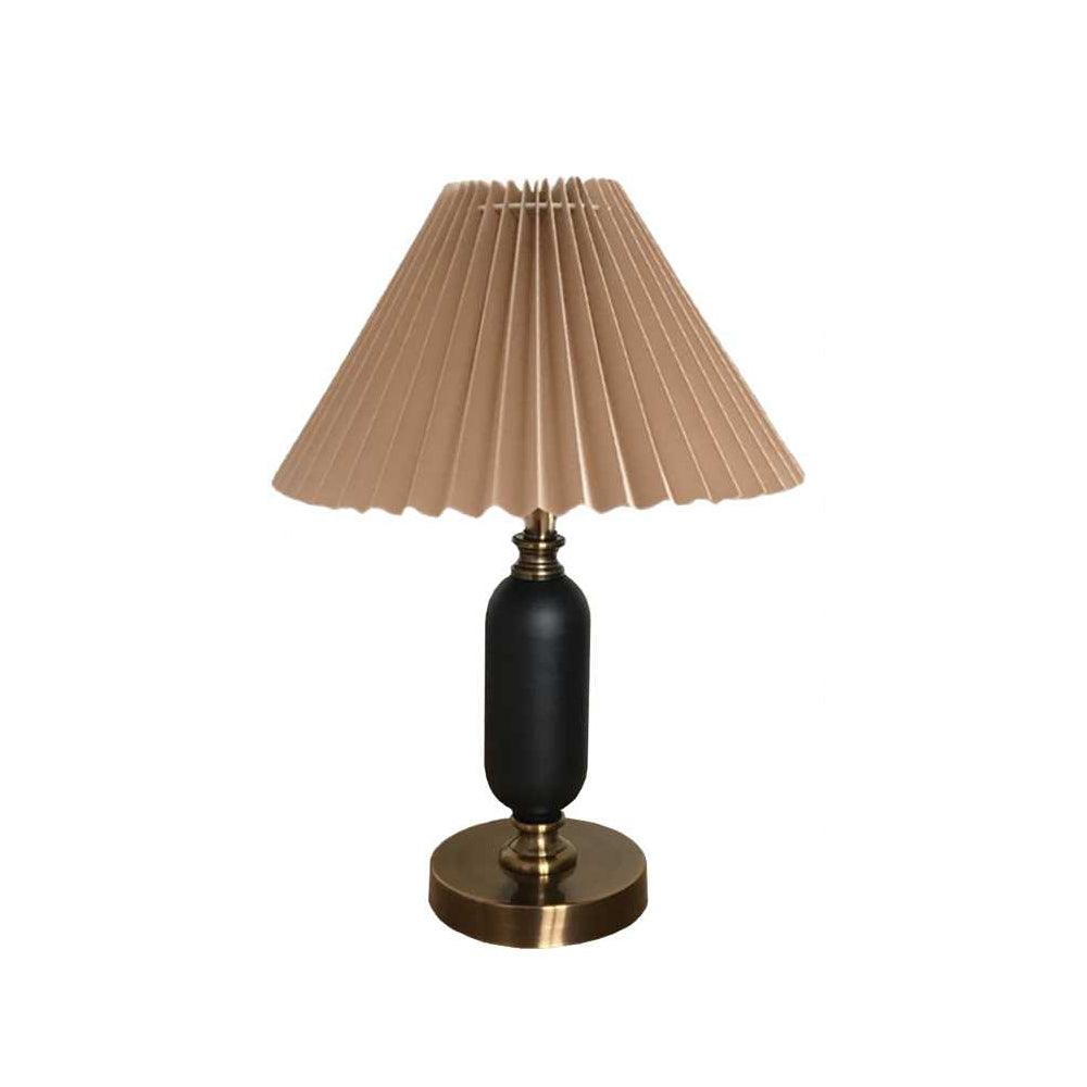 Classic Table Lamp | Metal, Iron, Fabric | Antique Brass Finish