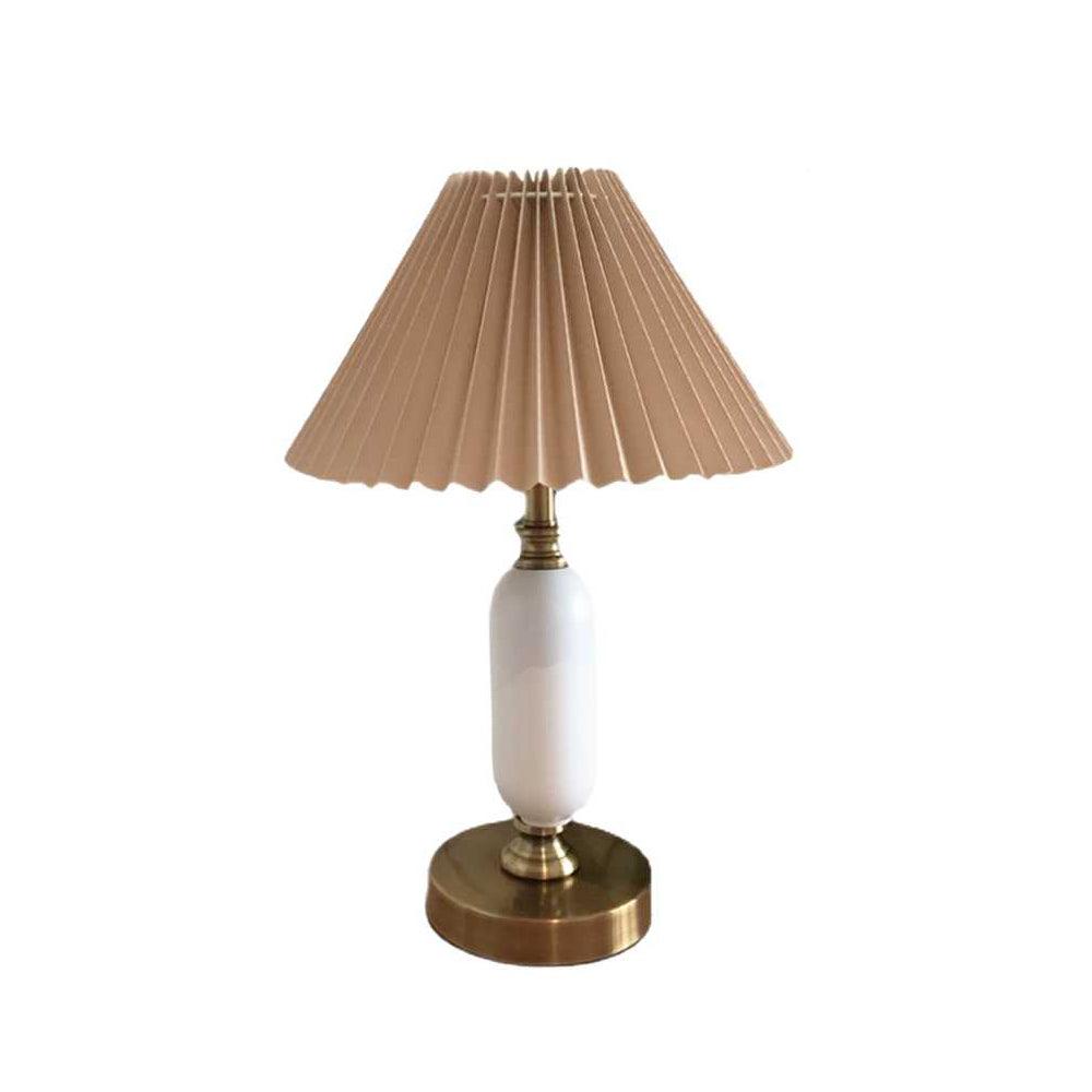 Classic Table Lamp | Metal, Iron, Fabric | Antique Brass Finish