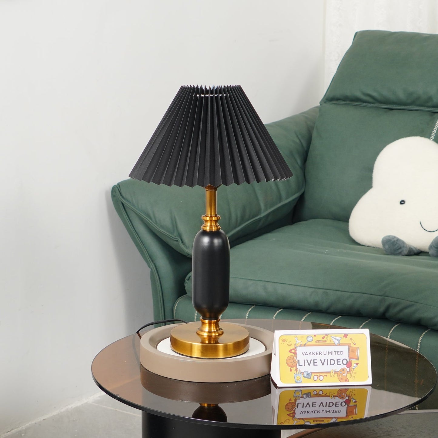 Classic Table Lamp | Metal, Iron, Fabric | Antique Brass Finish