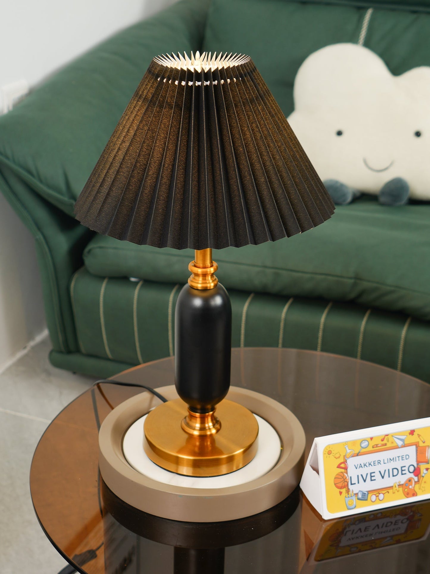 Classic Table Lamp | Metal, Iron, Fabric | Antique Brass Finish