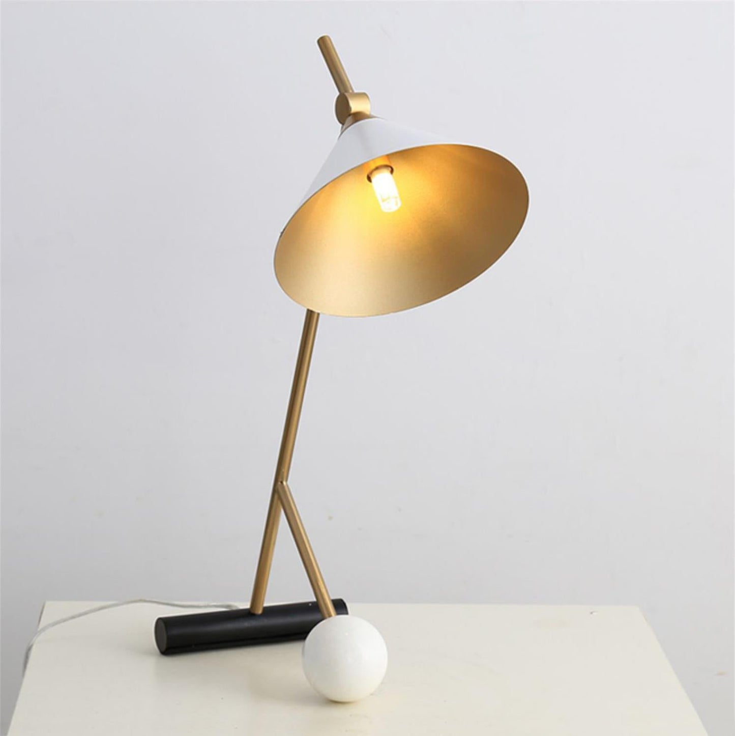 Cleo Table Lamp | Iron & Marble | Gold, Black, White