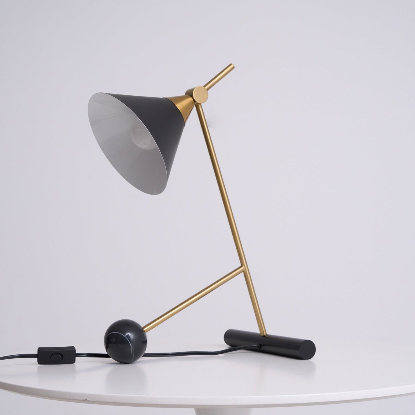 Cleo Table Lamp | Iron & Marble | Gold, Black, White