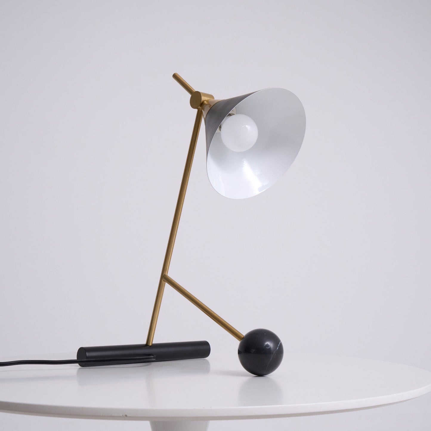 Cleo Table Lamp | Iron & Marble | Gold, Black, White
