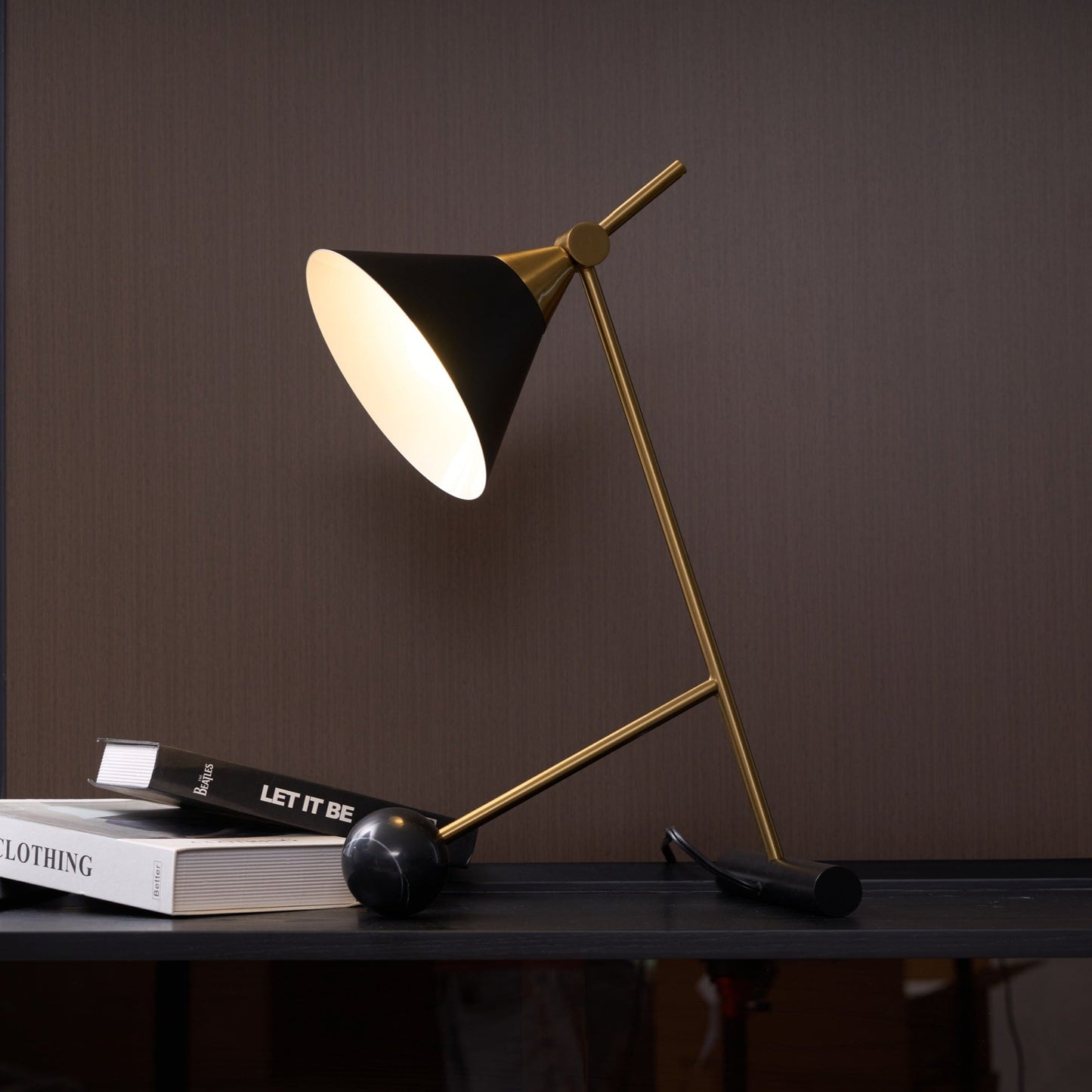 Cleo Table Lamp | Iron & Marble | Gold, Black, White