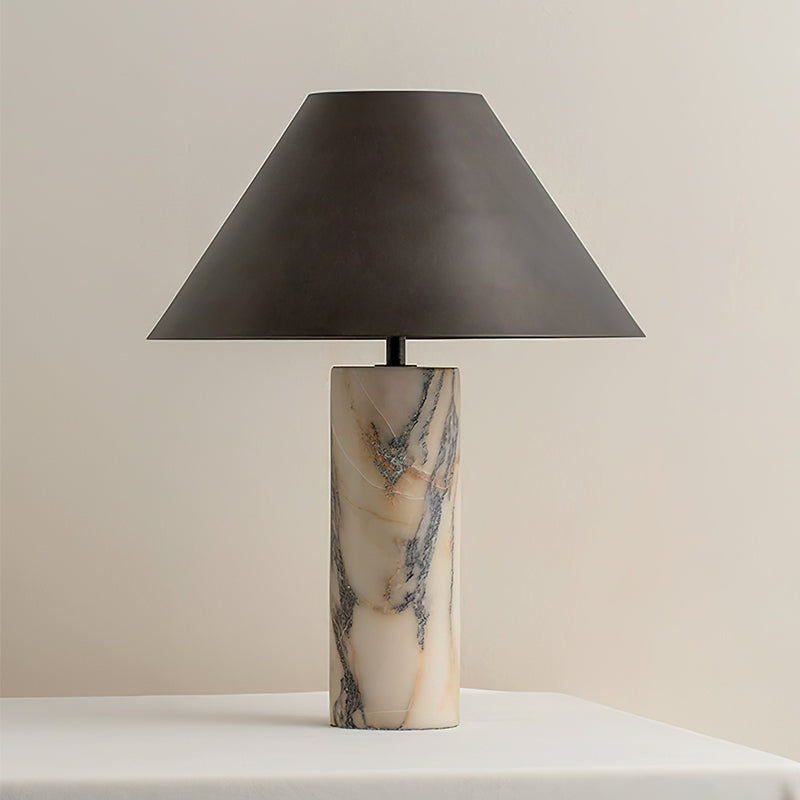 Cline Table Lamp | White Marble Base | Black Shade