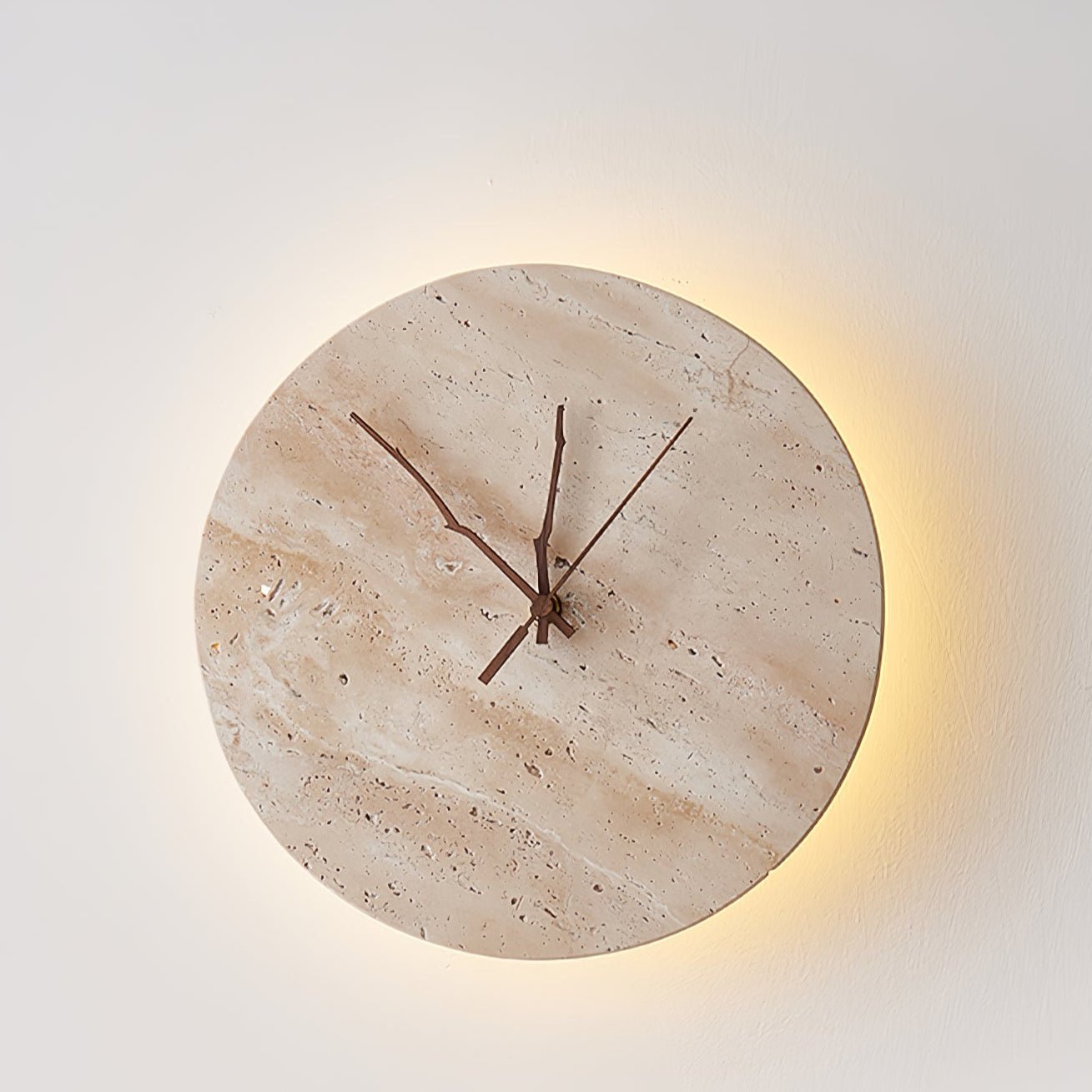 Clock Wall Lamp | Travertine Stone | Yellow