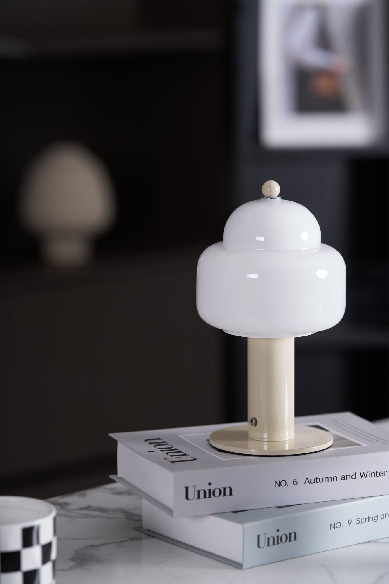 Cloud Dome Table Lamp | Frosted Glass & Metal | Black/Beige
