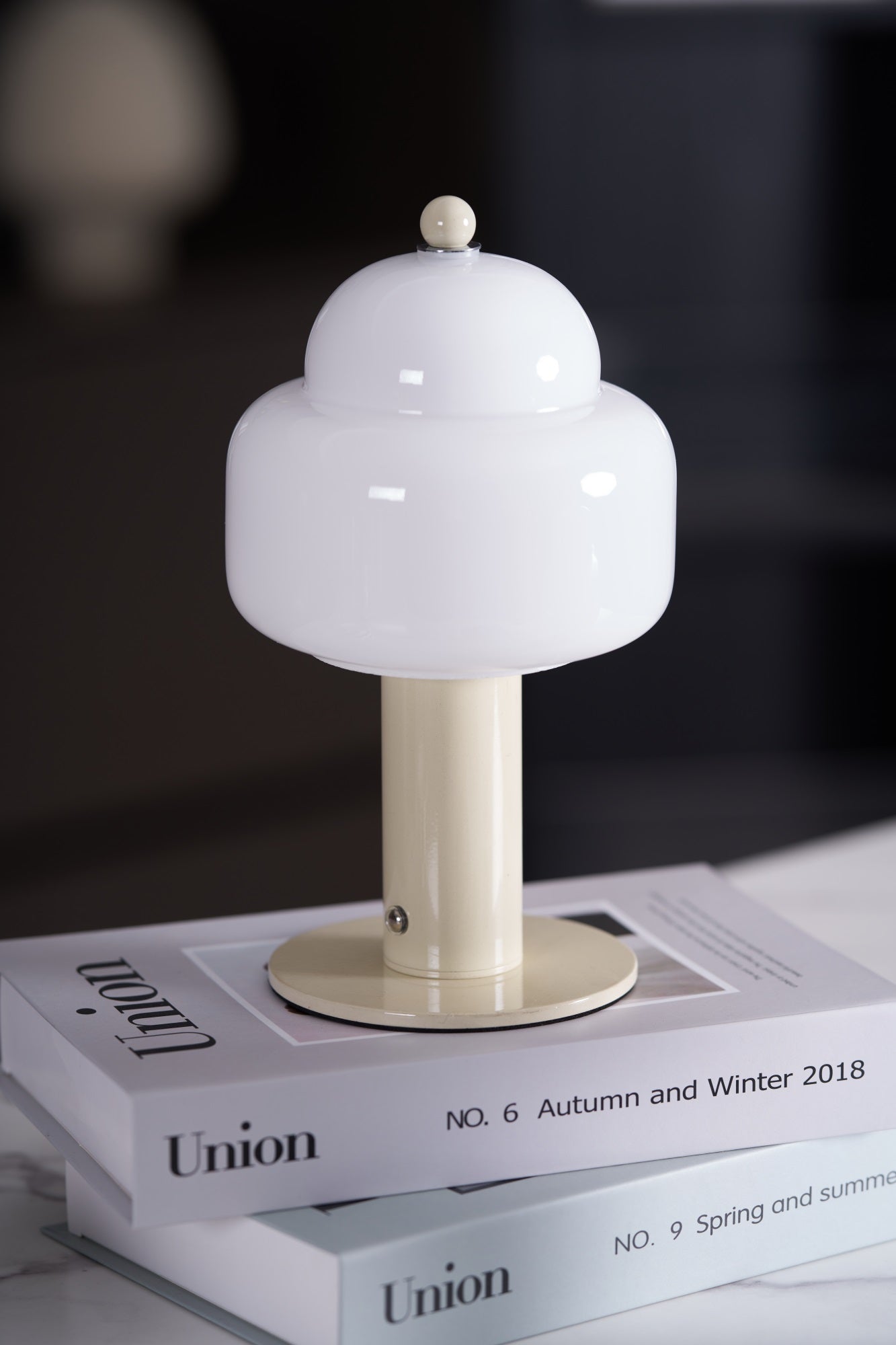 Cloud Dome Table Lamp | Frosted Glass & Metal | Black/Beige