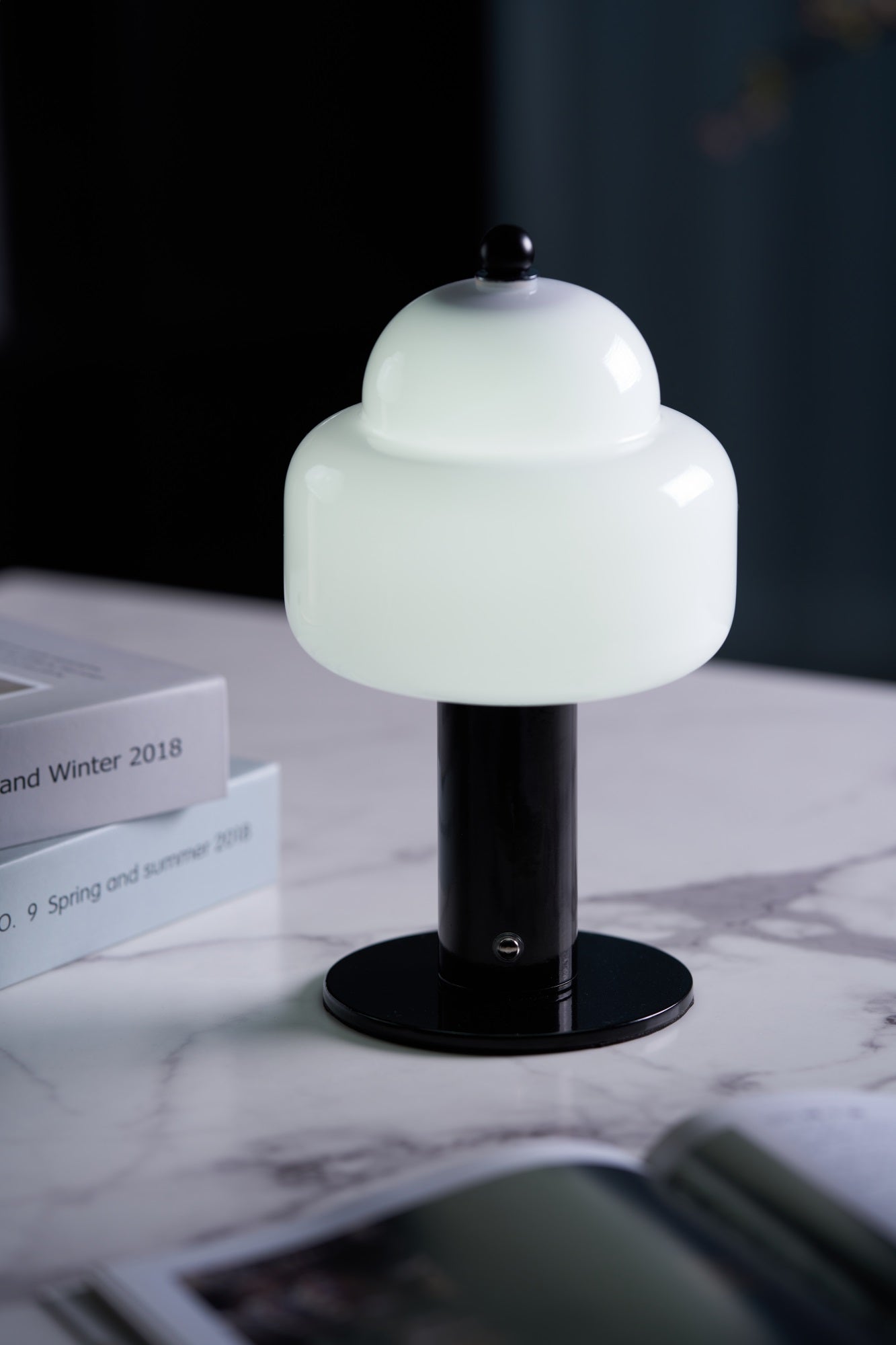Cloud Dome Table Lamp | Frosted Glass & Metal | Black/Beige