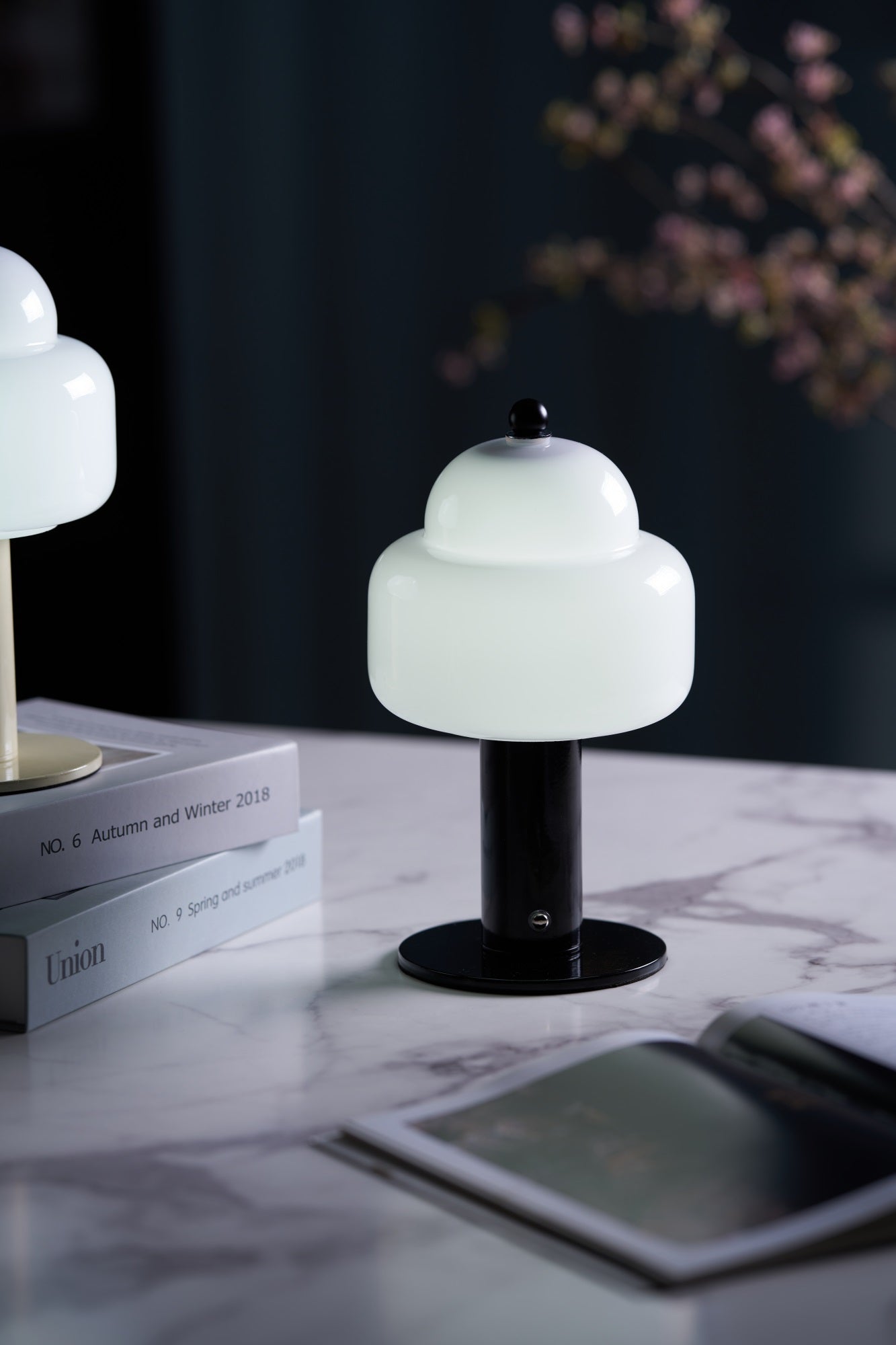 Cloud Dome Table Lamp | Frosted Glass & Metal | Black/Beige