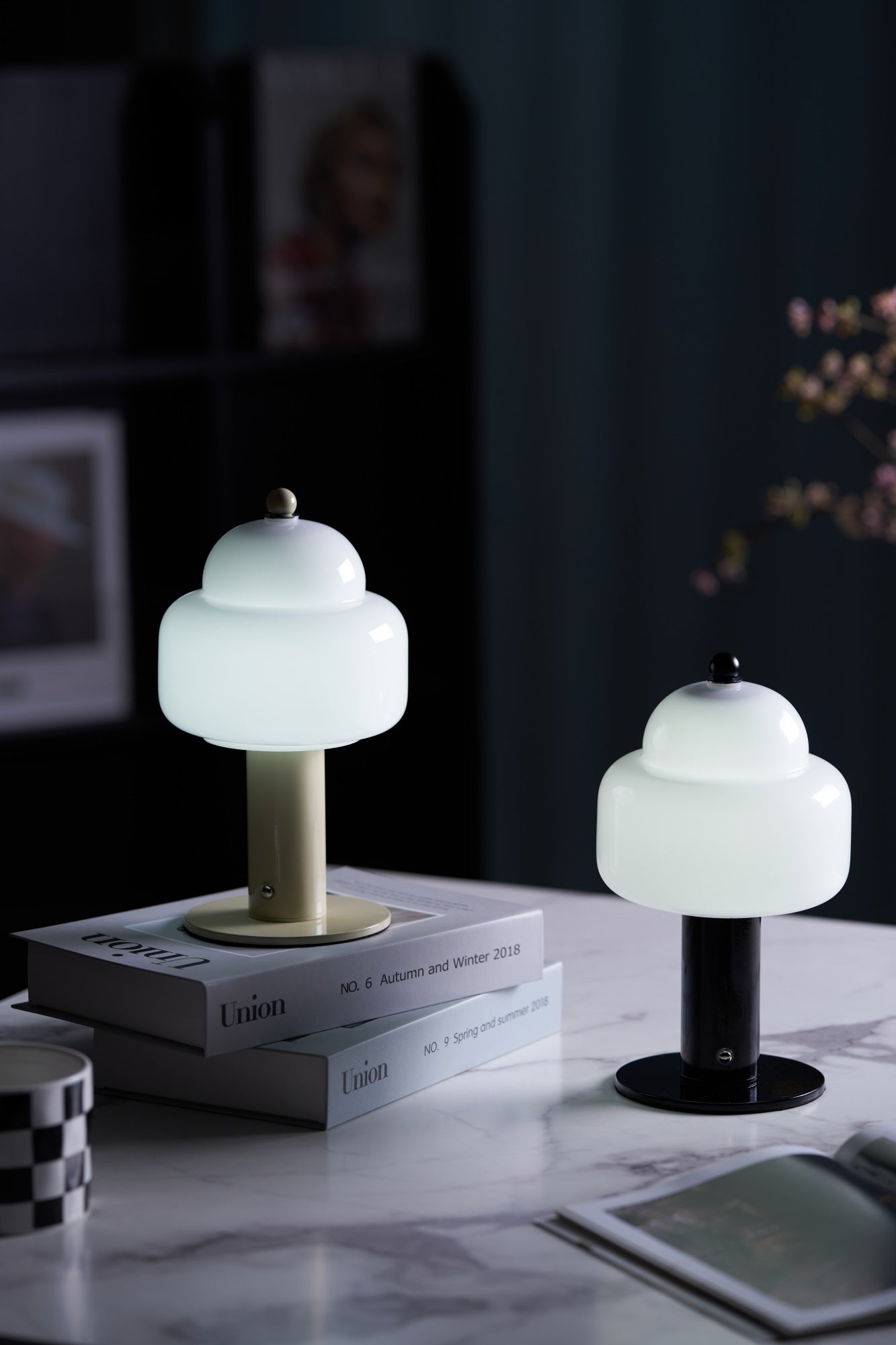 Cloud Dome Table Lamp | Frosted Glass & Metal | Black/Beige