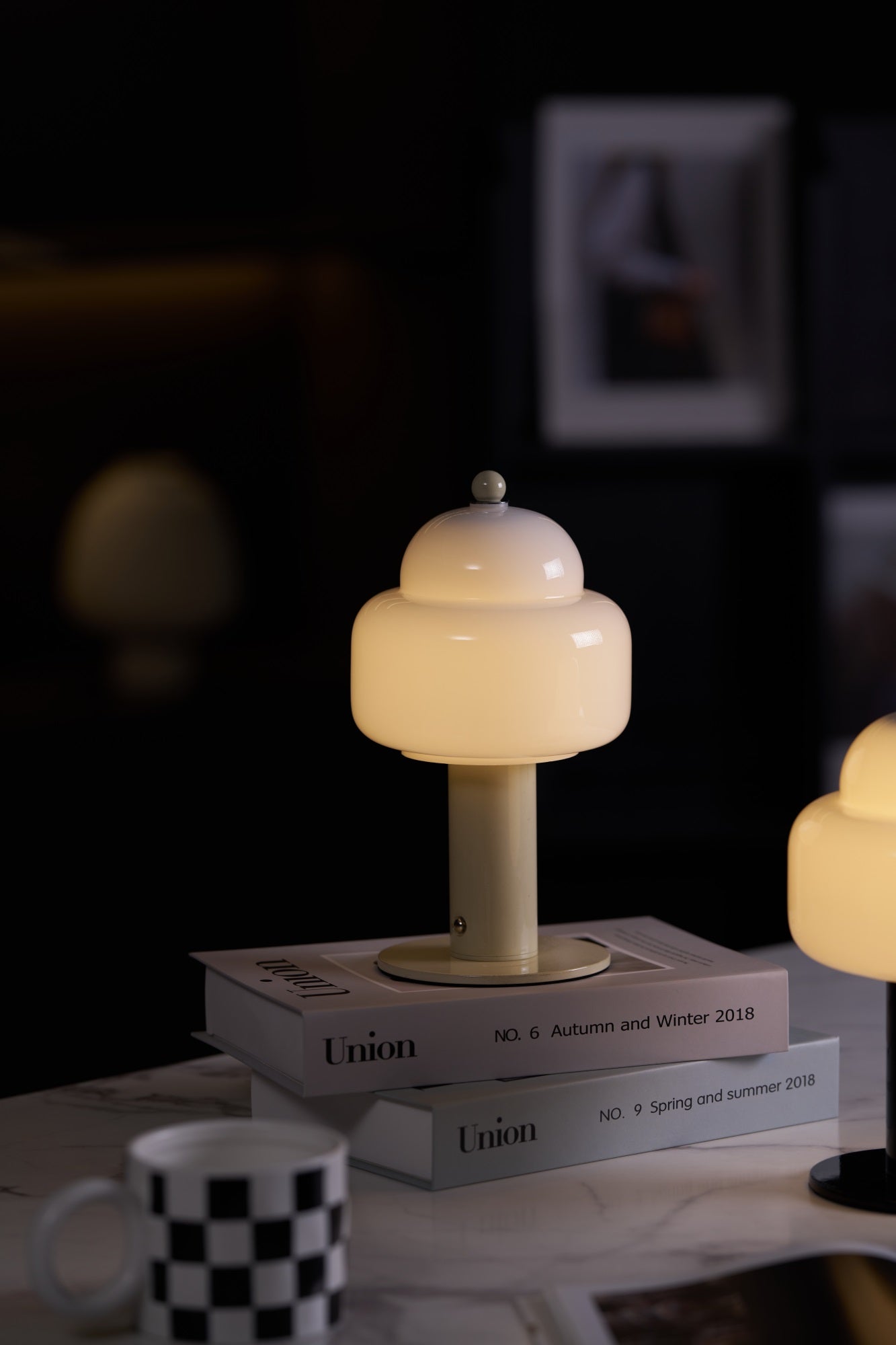 Cloud Dome Table Lamp | Frosted Glass & Metal | Black/Beige