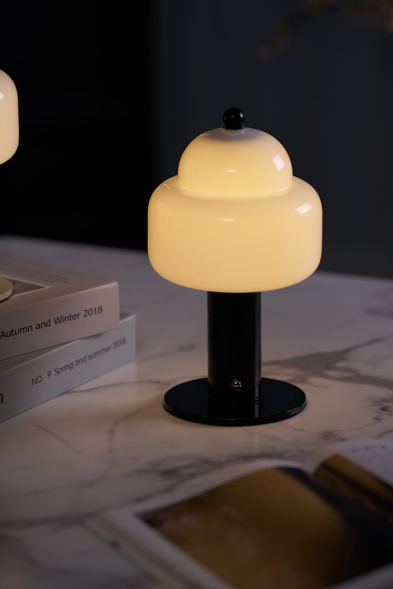 Cloud Dome Table Lamp | Frosted Glass & Metal | Black/Beige