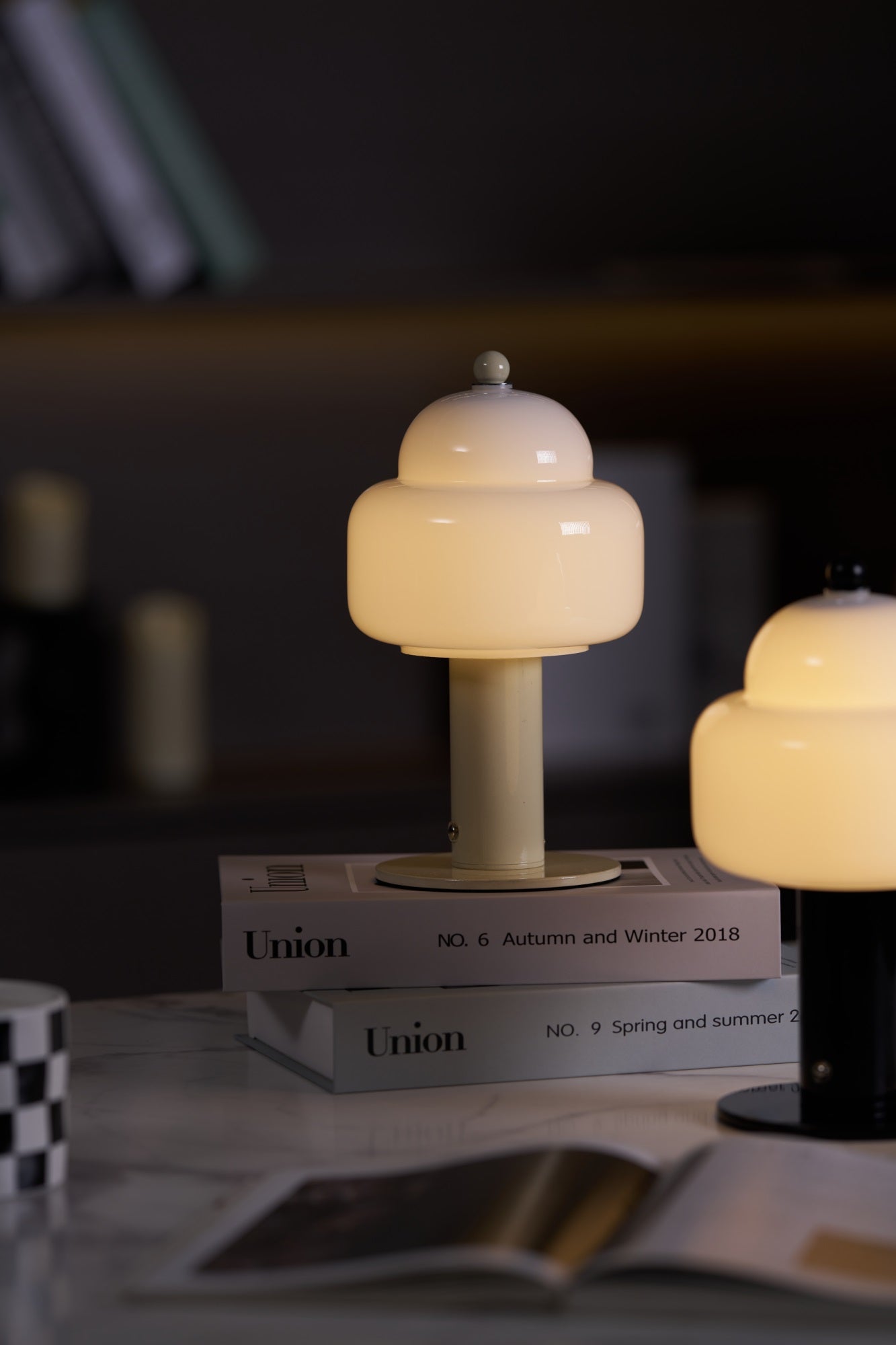 Cloud Dome Table Lamp | Frosted Glass & Metal | Black/Beige