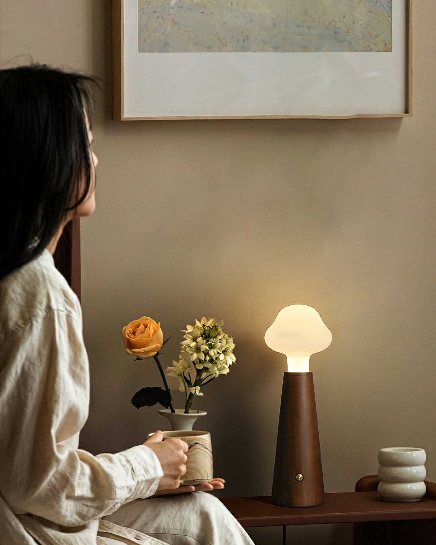 Cloudlet Table Lamp | Wood, Acrylic, Metal | White Shade