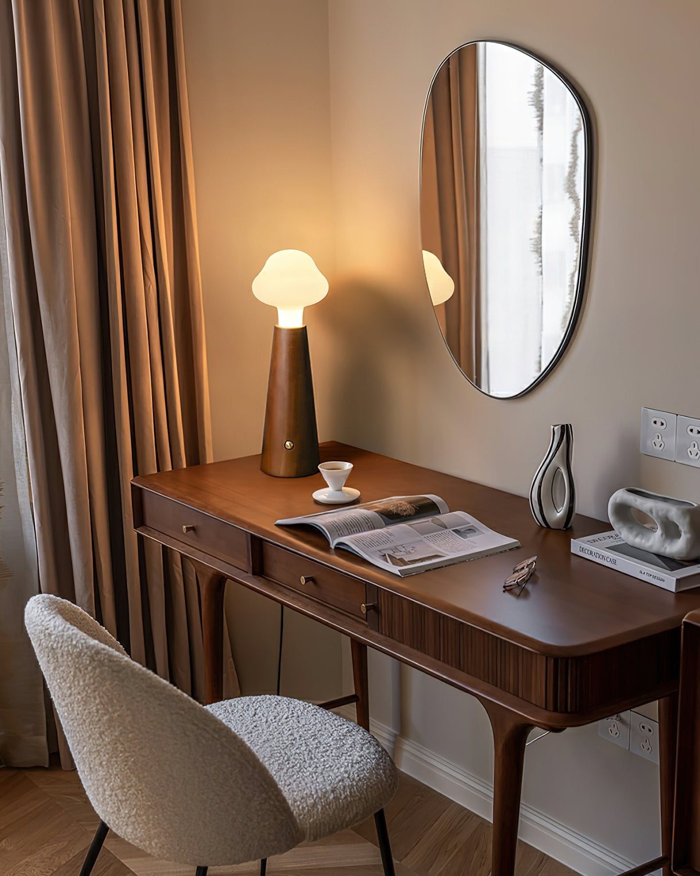 Cloudlet Table Lamp | Wood, Acrylic, Metal | White Shade