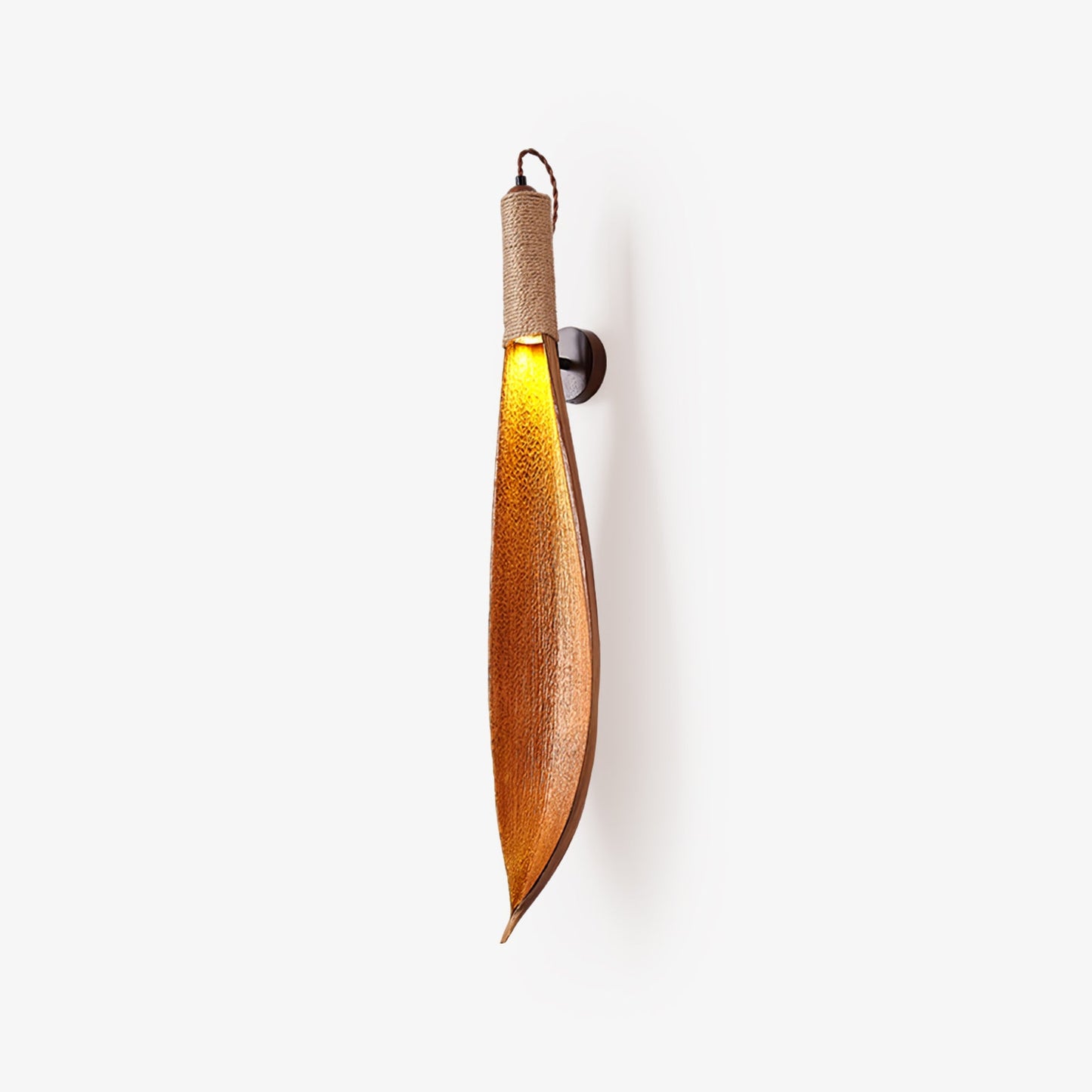 Cocoa Leaf Wall Sconce | Natural Leaf & Hemp Rope | Black