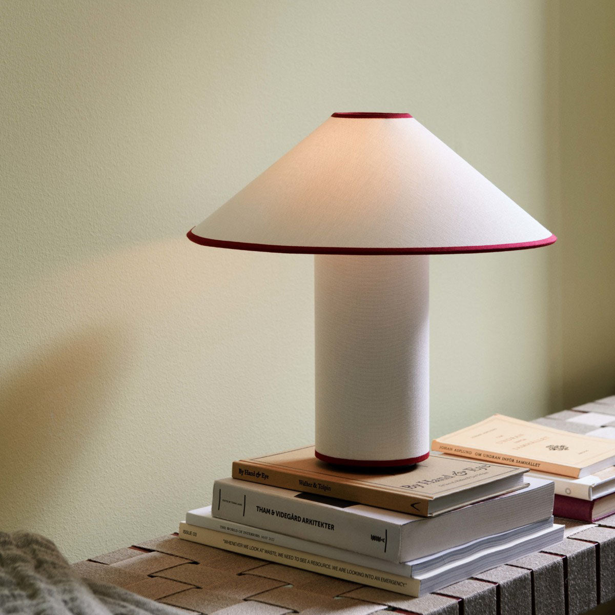 Fabric Table Lamp | Metal & Fabric | Red or Black with White Shade