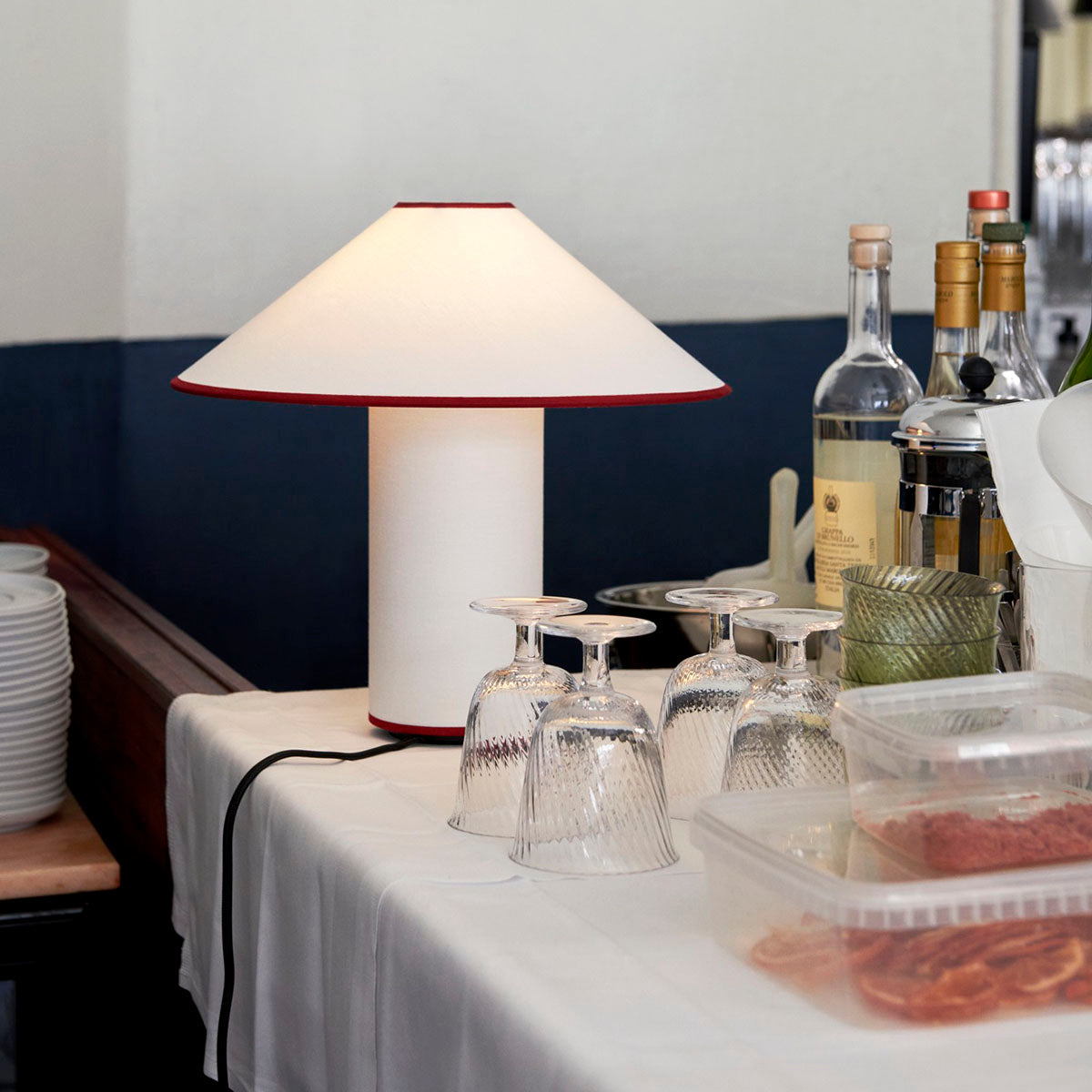 Fabric Table Lamp | Metal & Fabric | Red or Black with White Shade