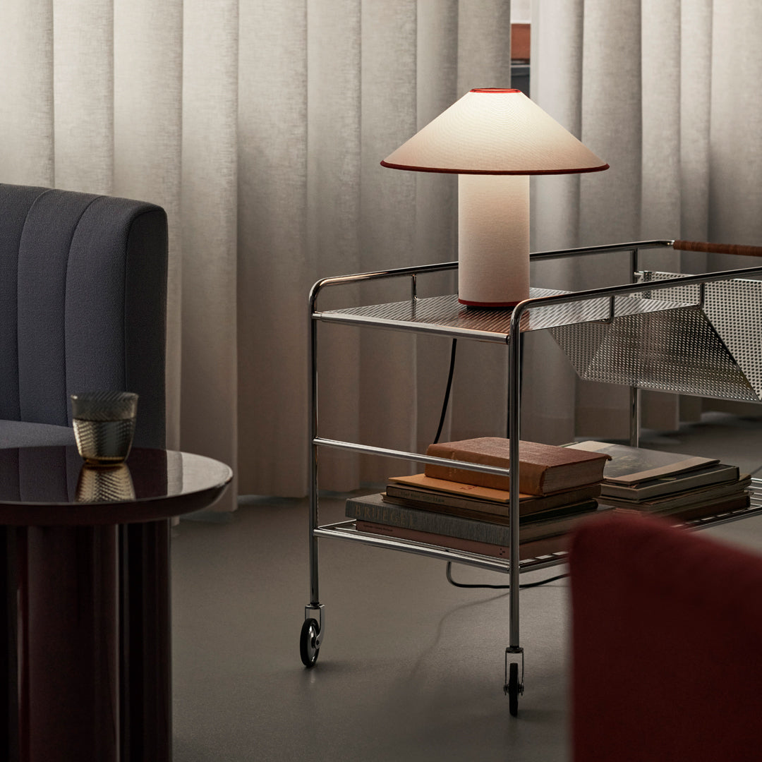 Fabric Table Lamp | Metal & Fabric | Red or Black with White Shade